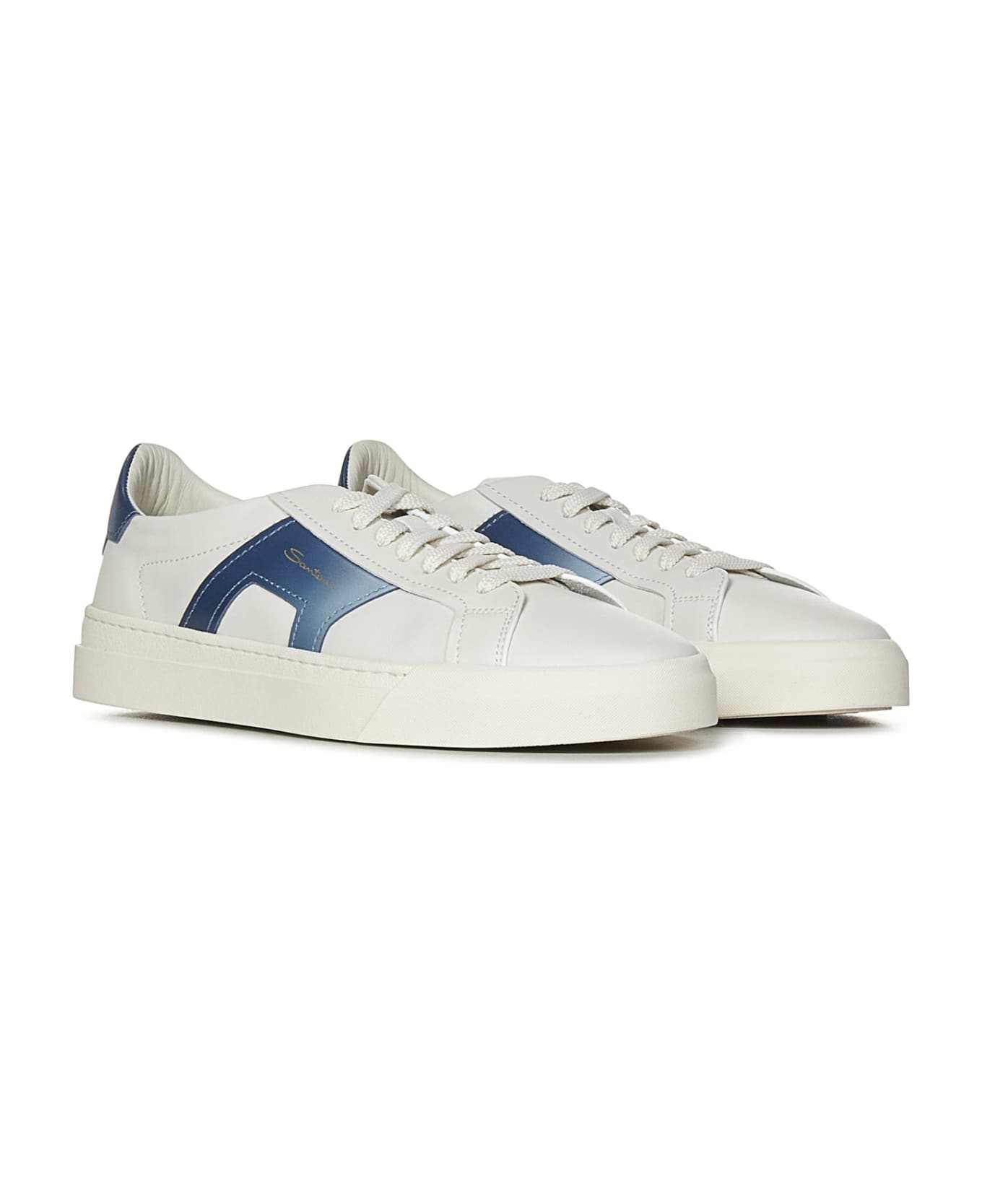 Santoni Double Buckle Sneakers - WHITE/BLUE