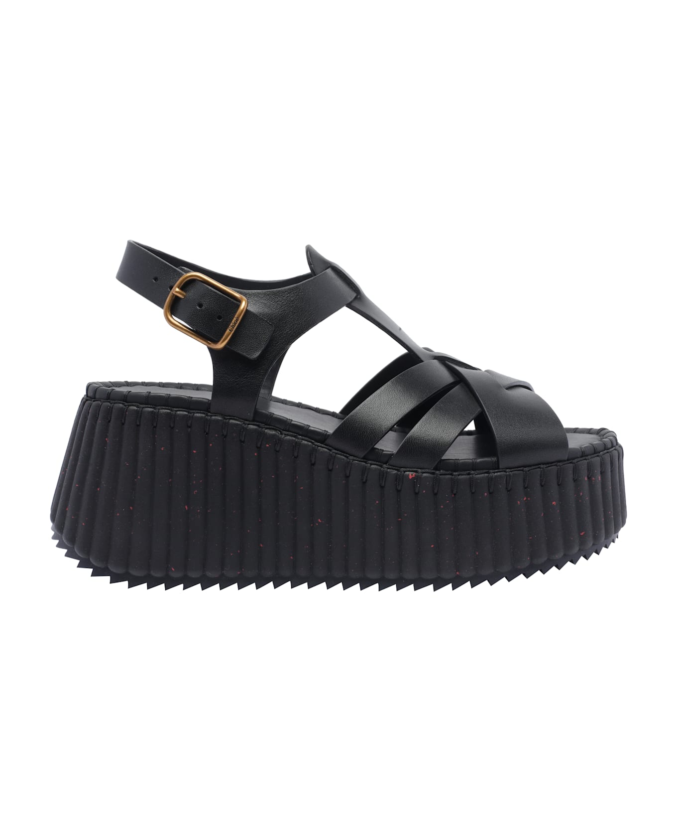 Chloé Nama Wedge Sandals - Black