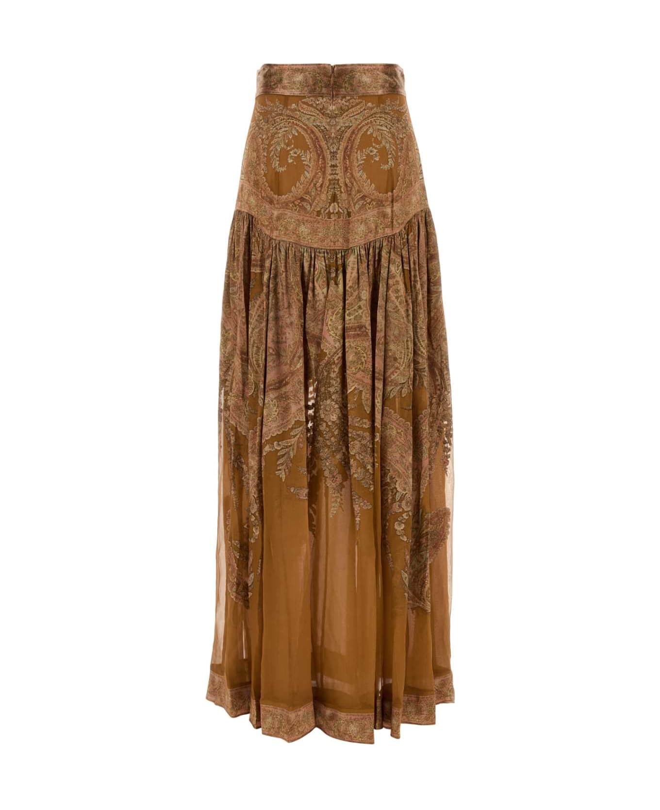 Zimmermann Printed Satin Memento Skirt - CARAMELPAISLEY