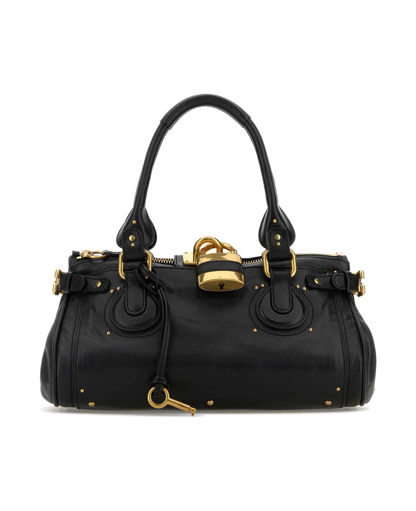 Chloé Black Leather Paddington Shoulder Bag - BLACK