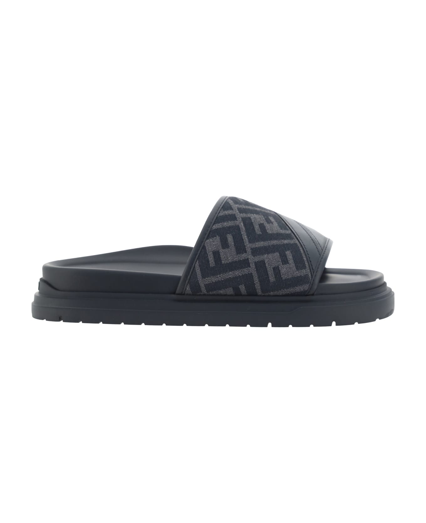 Fendi Slide Sandals - Nero+ner+grigio Nero