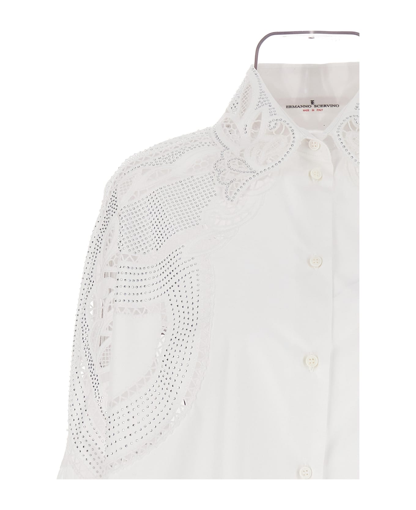 Ermanno Scervino Rhinestone Embroidery Shirt - WHITE