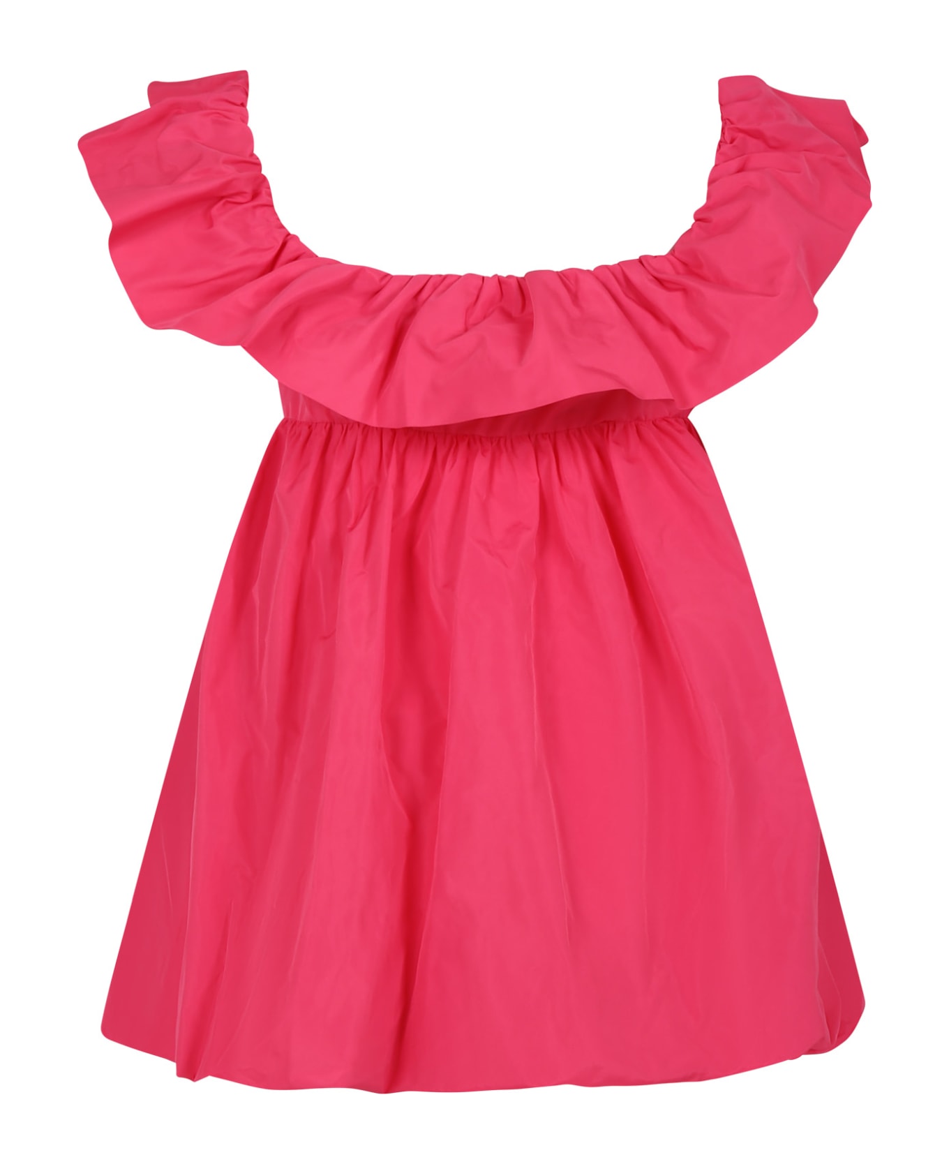 MSGM Fuchsia Dress For Girl With Ruffles - Fuchsia
