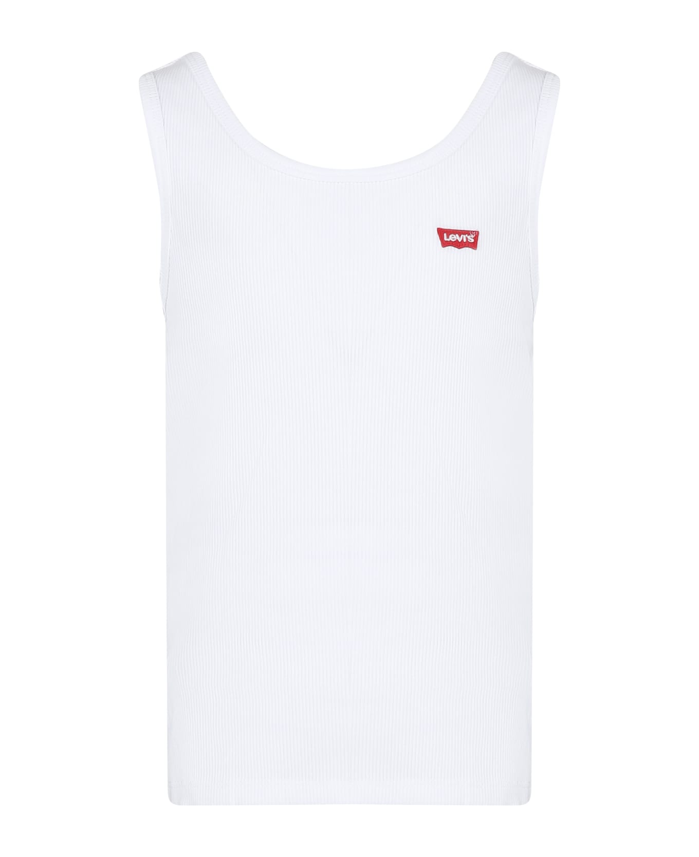 Levi's White Tank Top For Girl With Logo - White