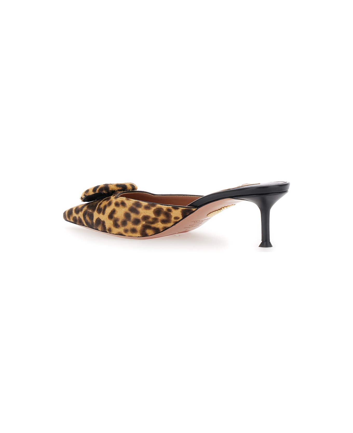 Aquazzura 
the Hood
 Brown Mules With Bow Detail And Leopard Motif In Suede Woman - Brown