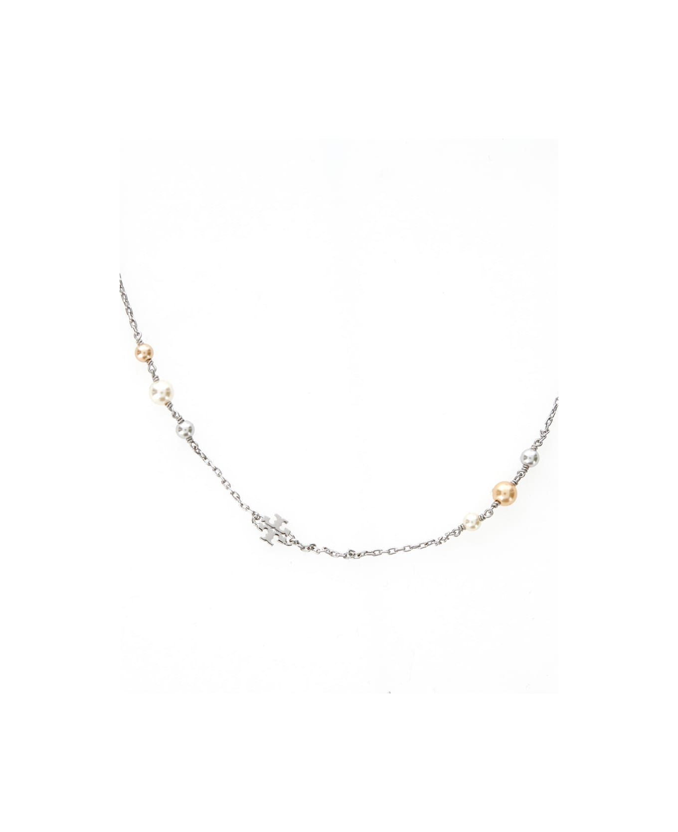 Tory Burch 
kira
 Metallic Necklace And Earings Set With Double T Motif In Brass Blend Woman - Metallic