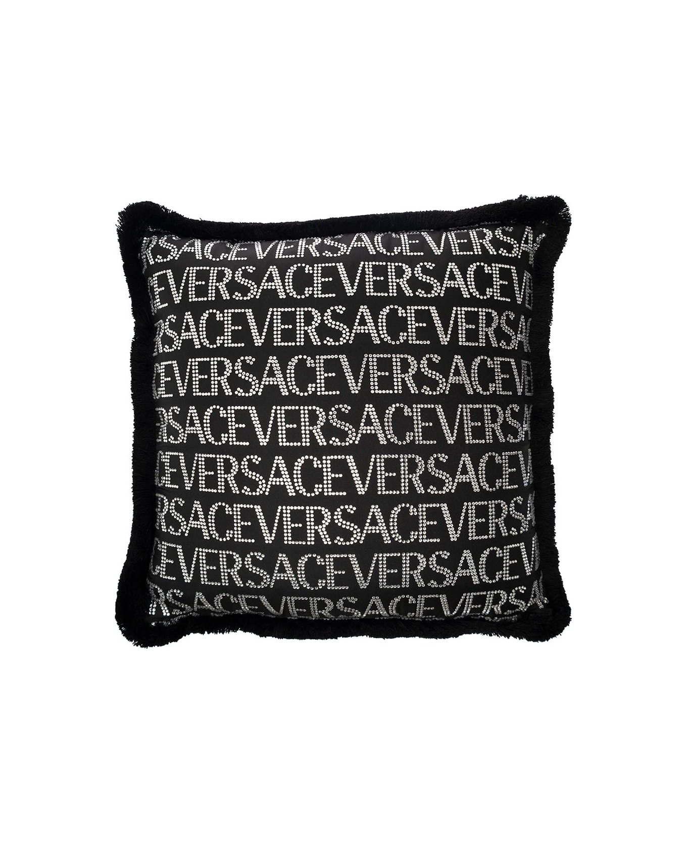 Versace Crystal Allover Cushion Print Versace Cushions - Black
