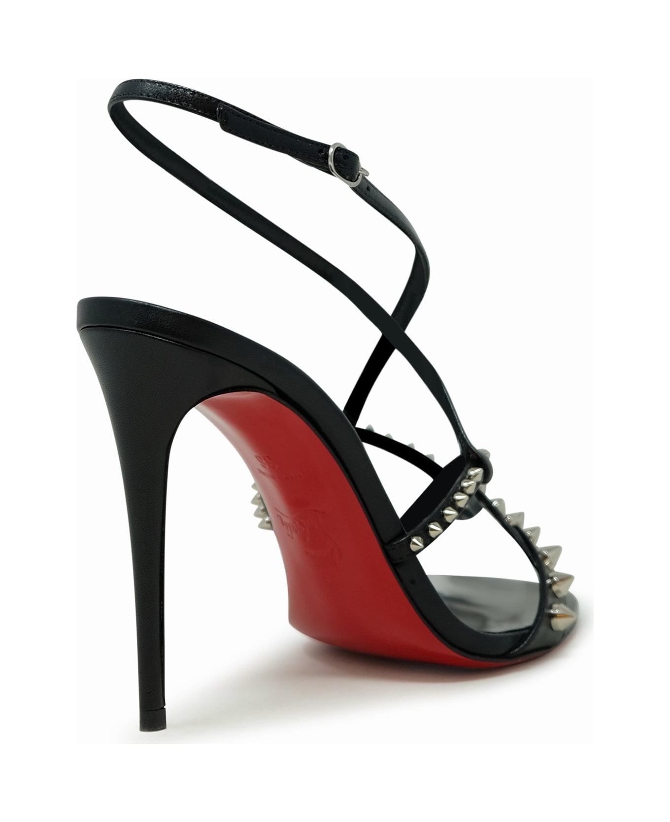 Christian Louboutin Black Leather Spikes Tatooshka 100 Pumps - BLACK