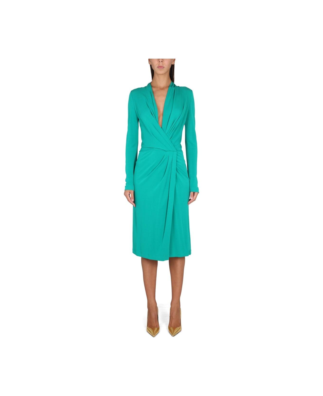 Alberta Ferretti V-neck Dress - Emerald