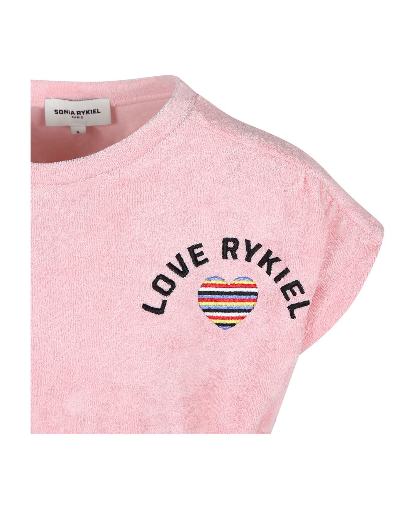 Rykiel Enfant Pink Dress For Girl With Logo - Pink ワンピース＆ドレス