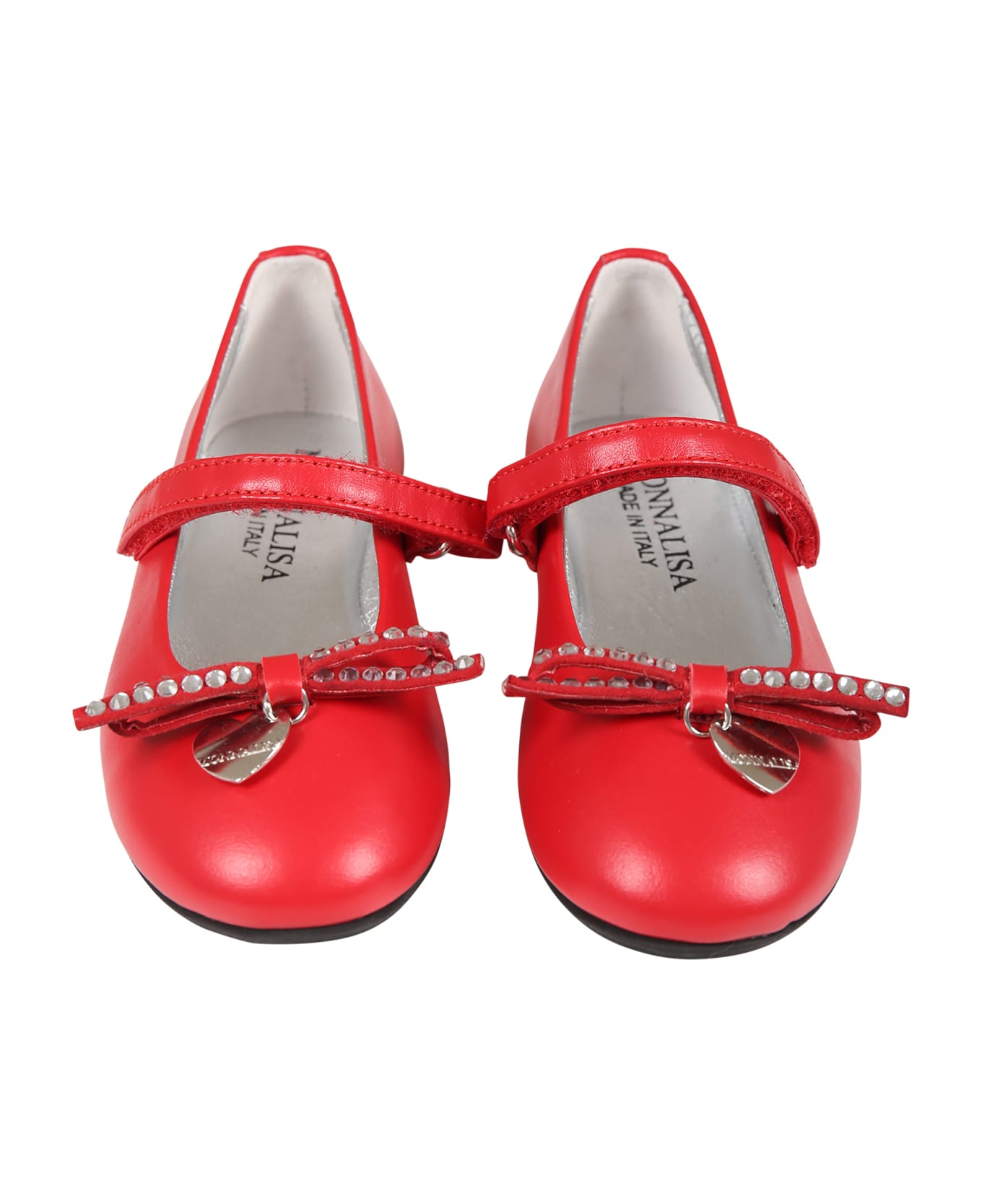 Monnalisa Red Ballet Flats For Girl With Bow - Red シューズ