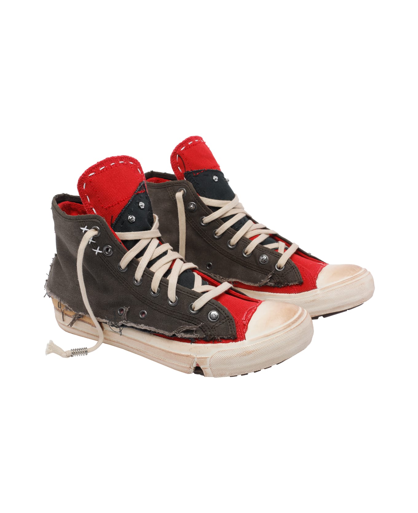 Maison Margiela High Top Sneakers With Destructured Details - Red