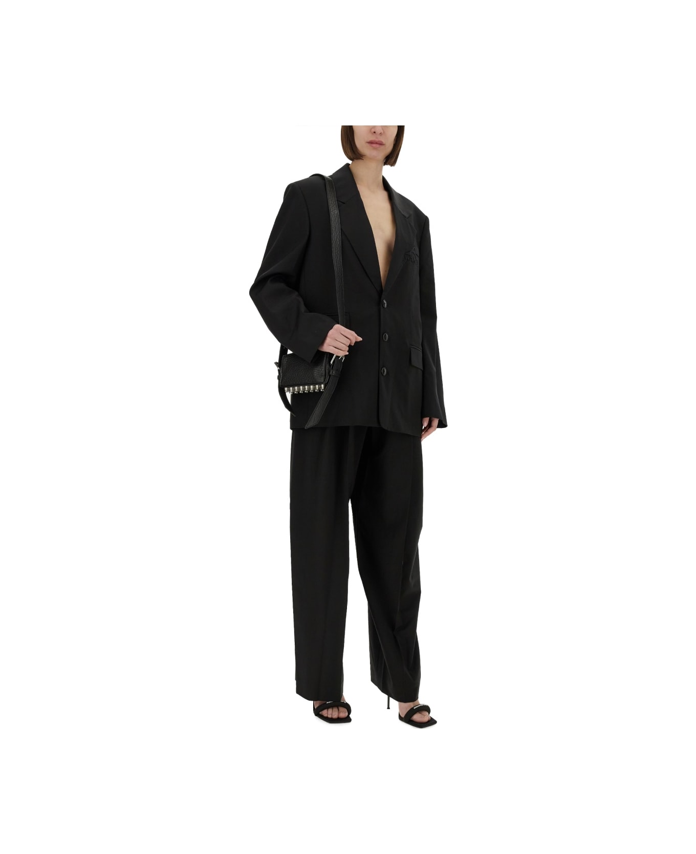 Alexander Wang Oversized Blazer With Logo - BLACK