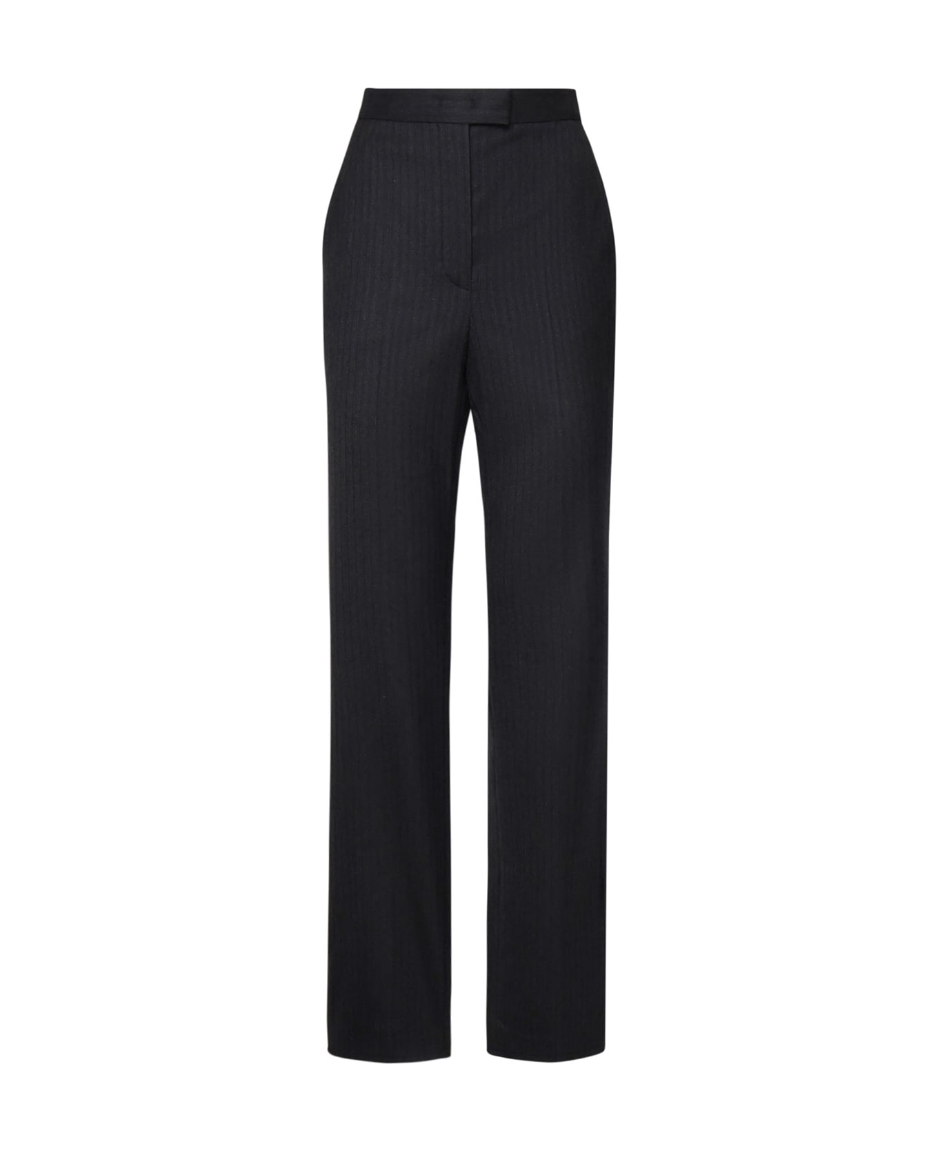 Fendi Embroidered Stretch Wool Blend Pants - Nero