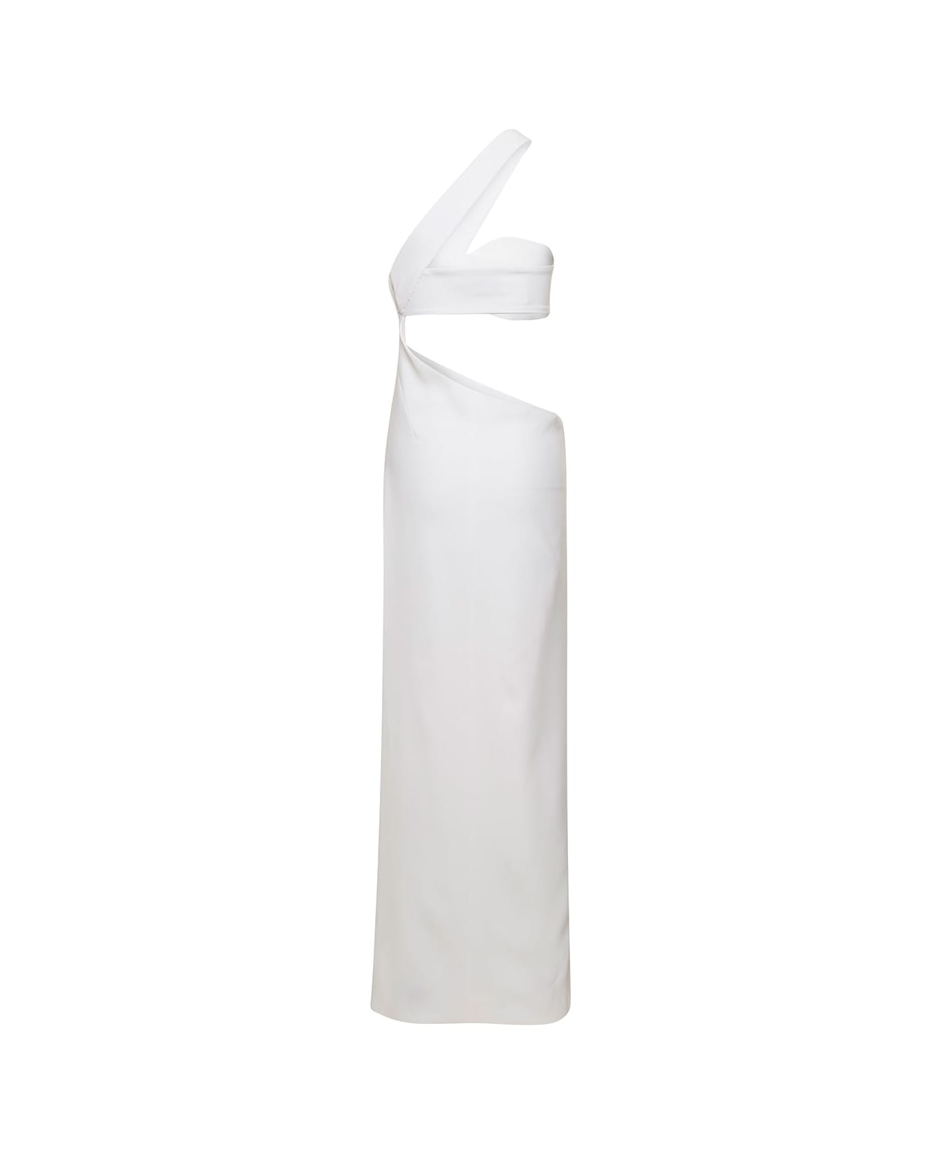Monot White One Shoulder Asymmetrical Dress With Side Cutout In Polyester Woman - White