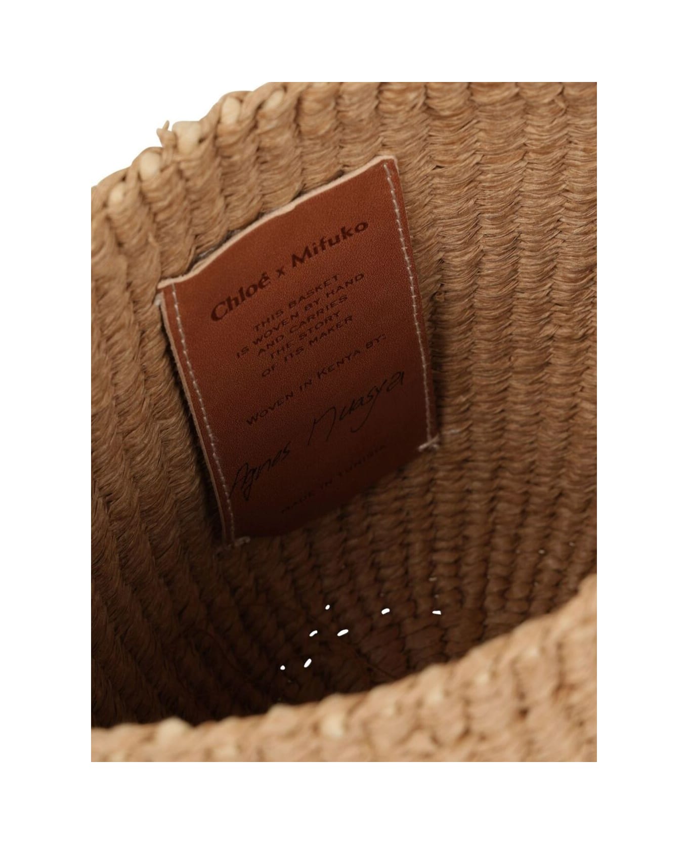 Chloé Beige Handbag With Woven Design And Strap With Logo In Synthetic Fiber Girl - Beige