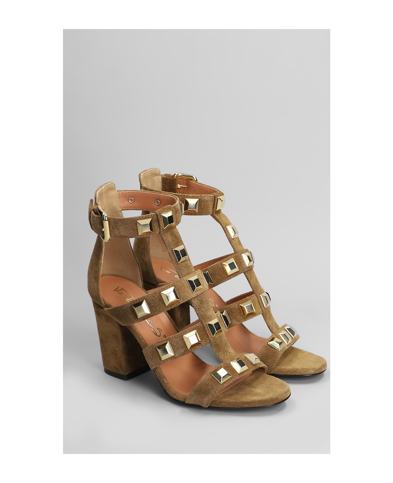 Via Roma 15 Sandals In Leather Color Suede - leather color