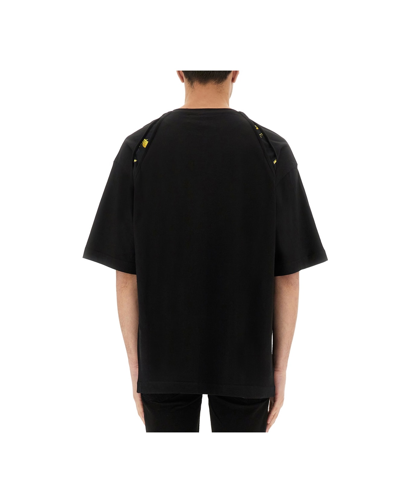 Versace Jeans Couture T-shirt With Baroque Outline Inserts - BLACK