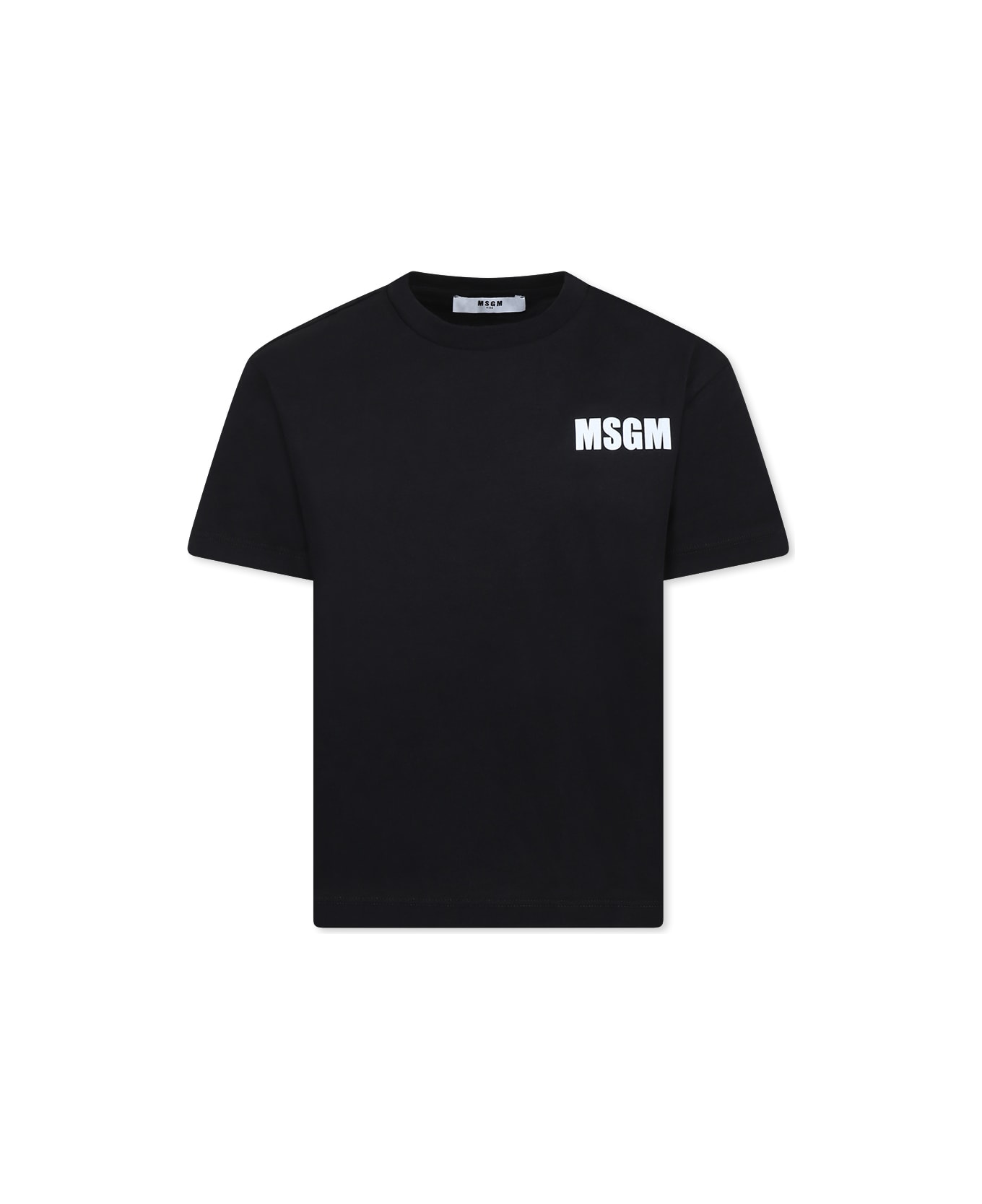 MSGM Black T-shirt For Kids With Logo - Black