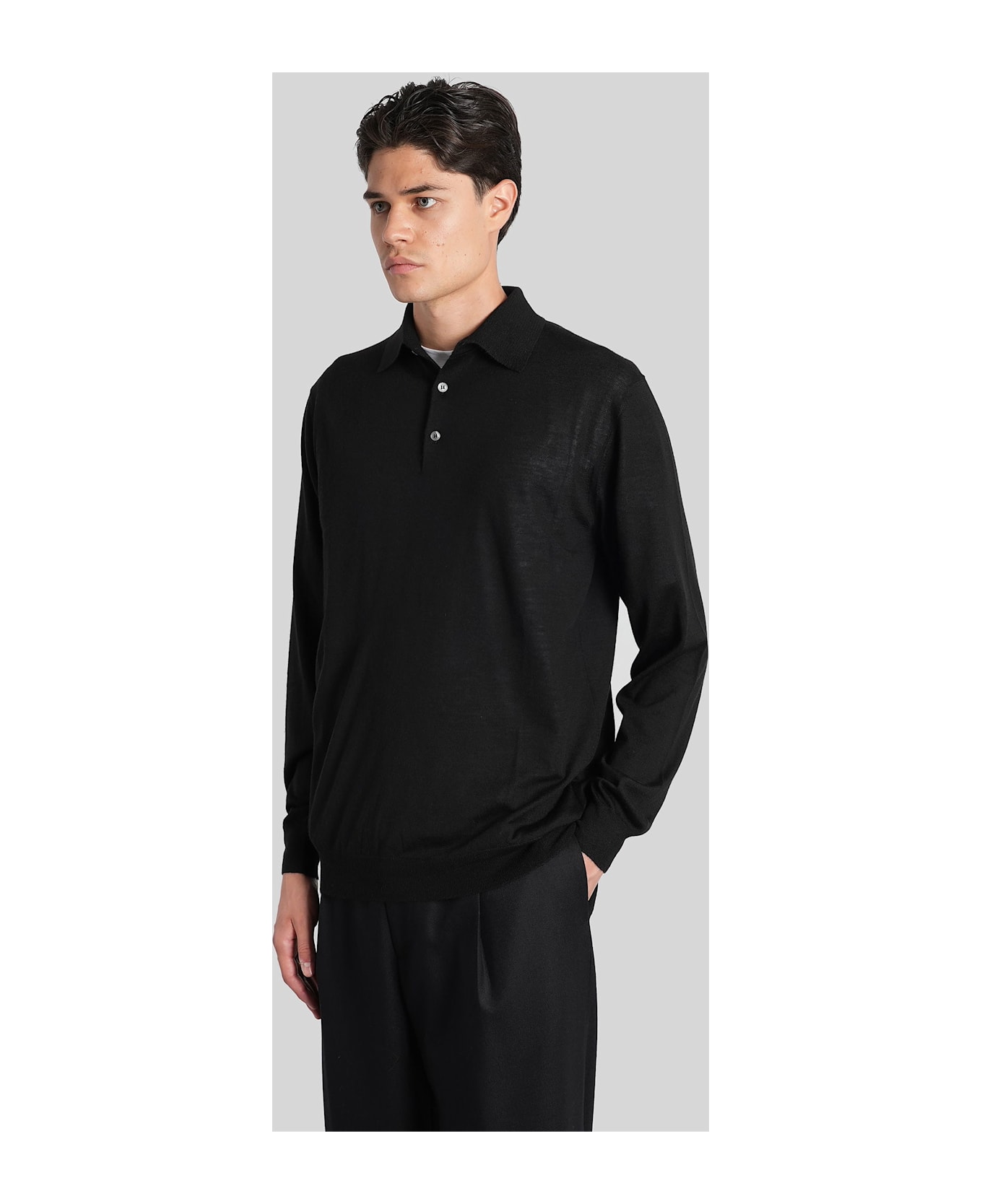 Lardini Polo In Black Wool - black