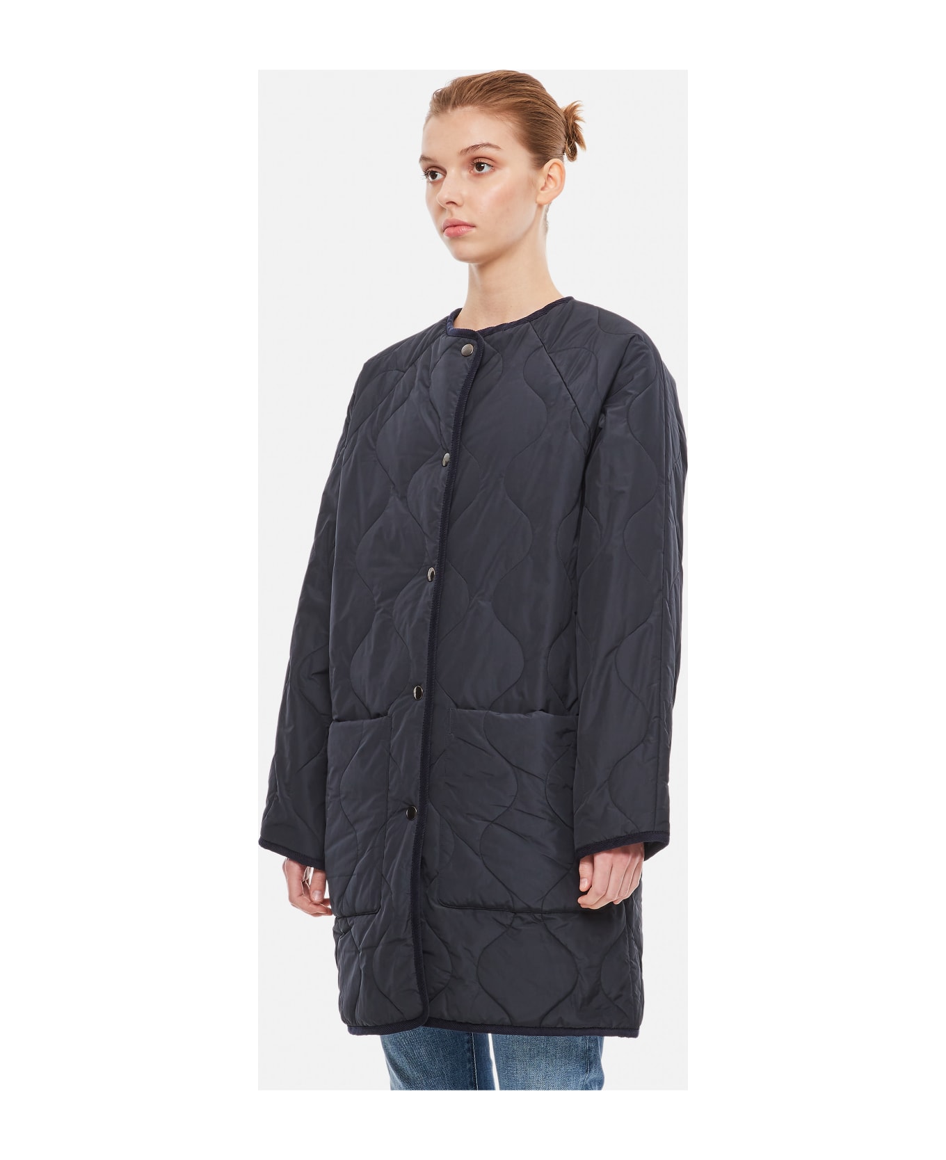 KASSL Editions Padded Coat With No Collar - Blue