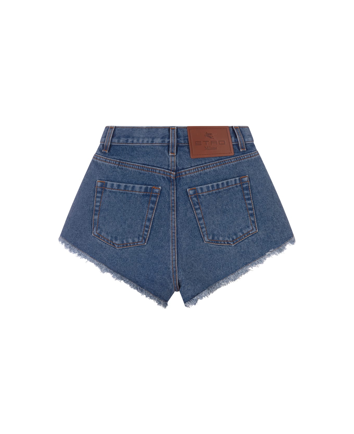 Etro Blue Denim Shorts With High Waist - Blue