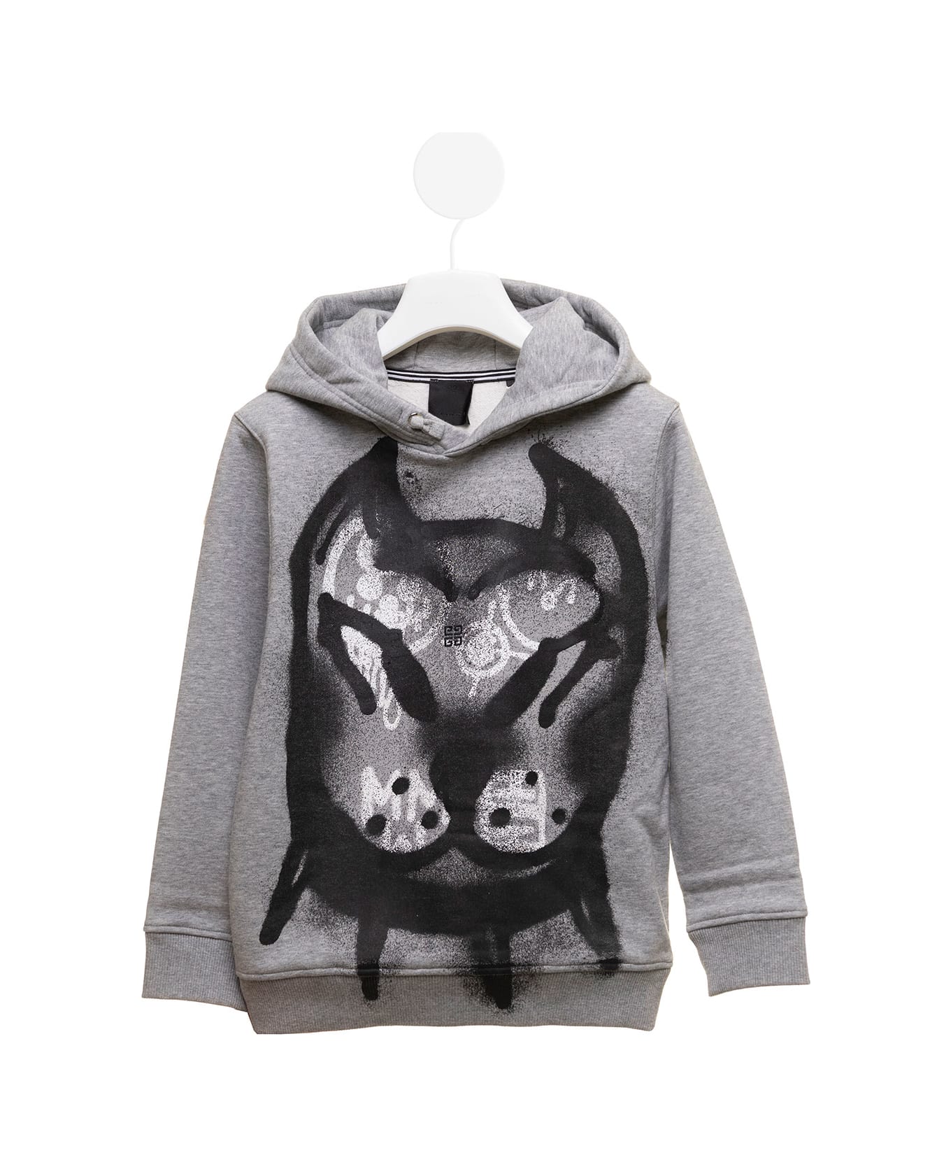 Givenchy Grey Jersey Hoodie With Graffiti Front Print Givenchy Kids Boy - Grey