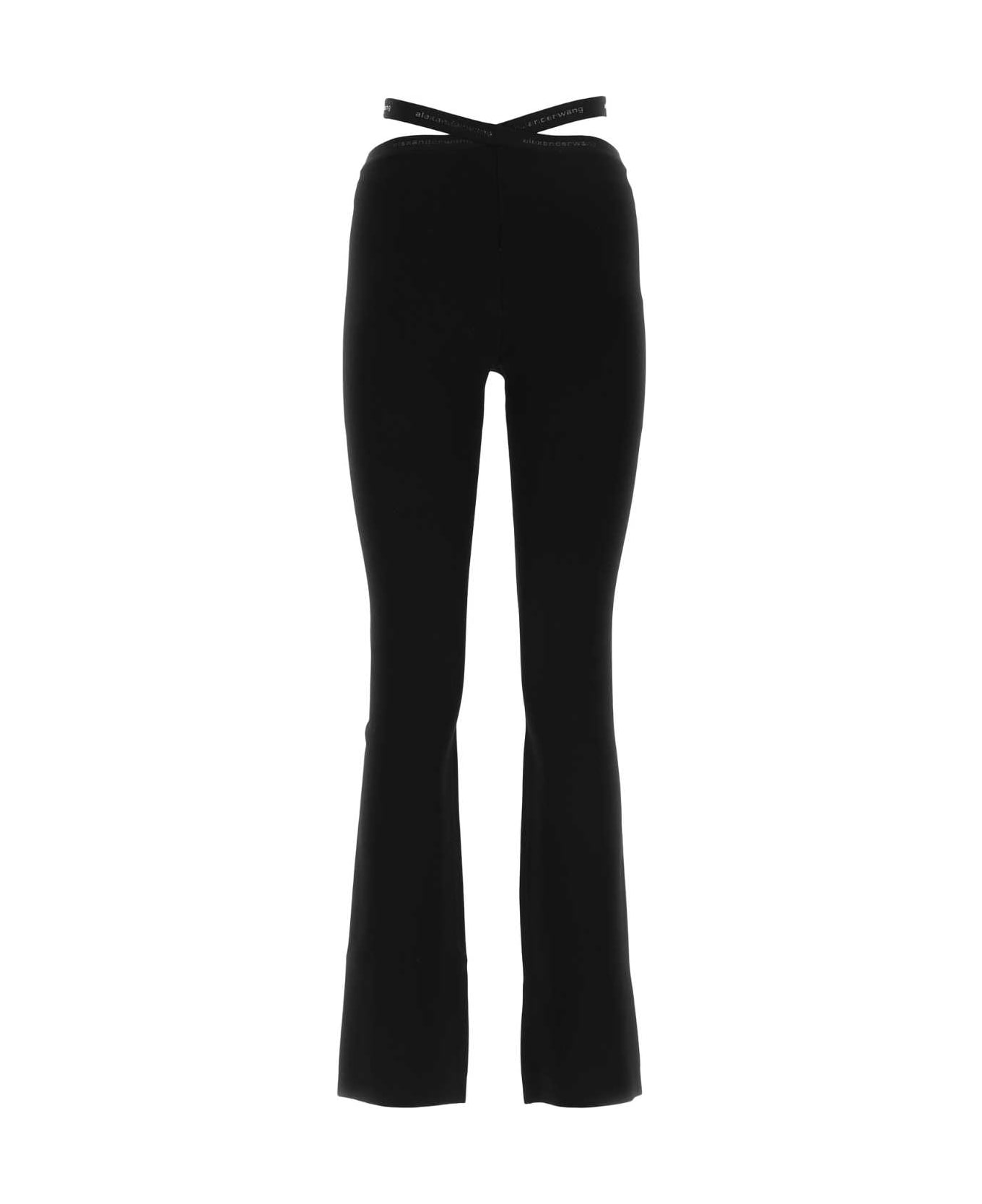 T by Alexander Wang Black Stretch Viscose Blend Pant - 001 ボトムス