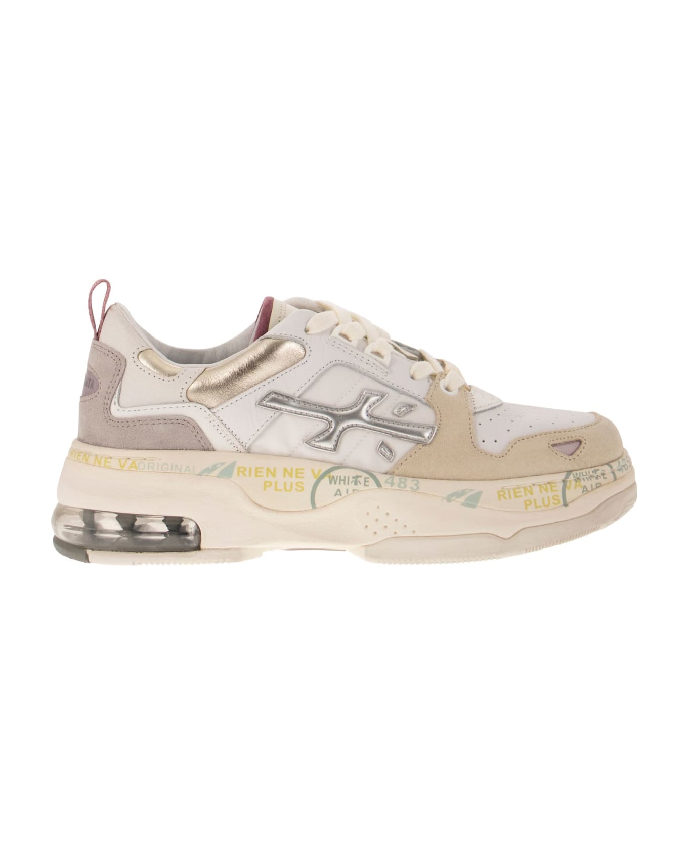 Premiata 'draked' Multicolor Leather Blend Sneakers - White/ivory スニーカー