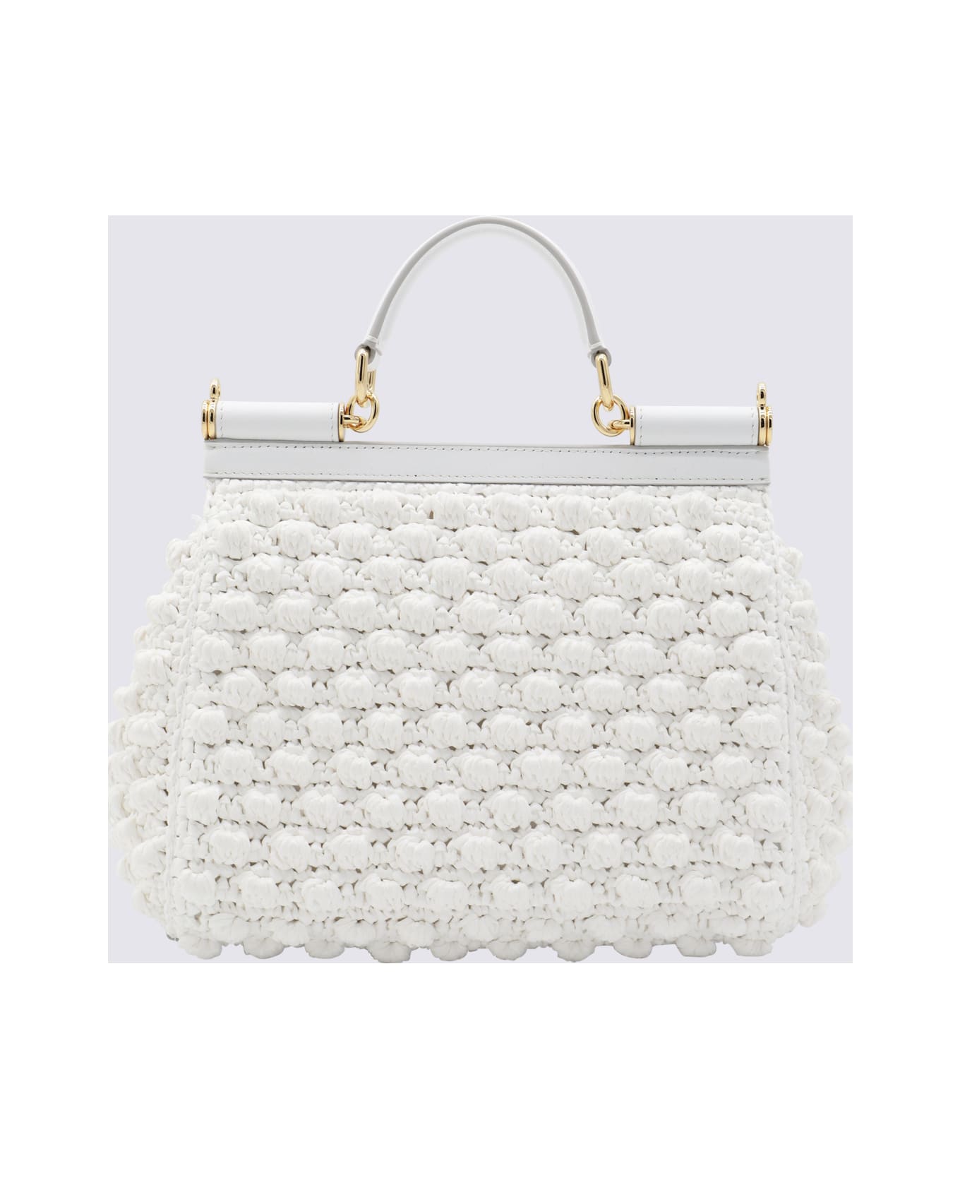 Dolce & Gabbana White Leather Sicily Handle Bag - White/White