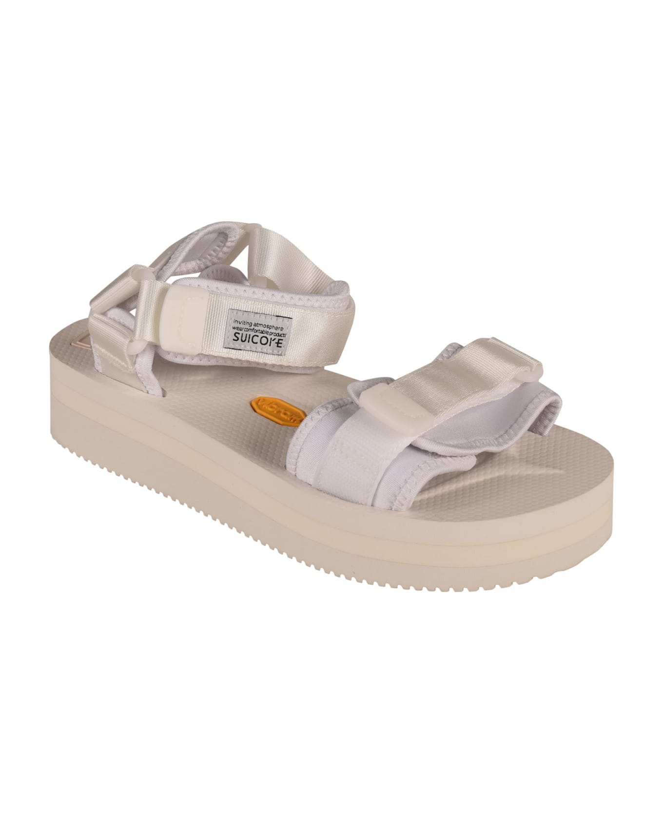 SUICOKE Ankle Strap Logo Patched Sandals - White