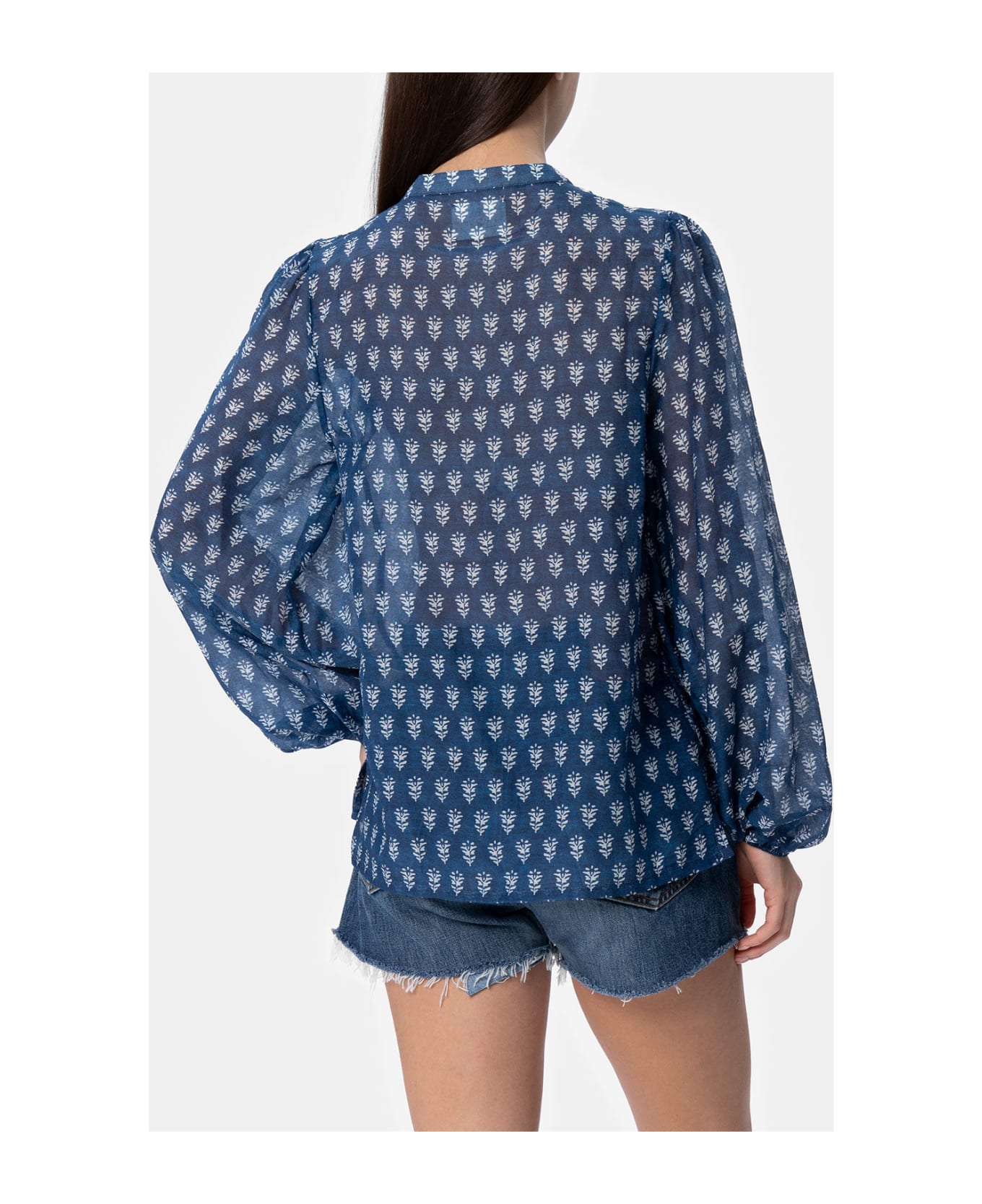 MC2 Saint Barth Woman Silk Voile Blouse Harper - BLUE