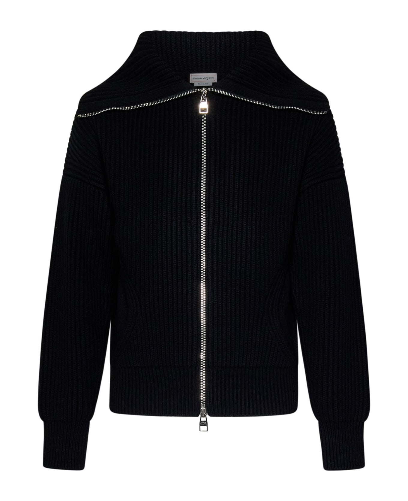 Alexander McQueen Ribbed Sweater With Funnel Neck - Black