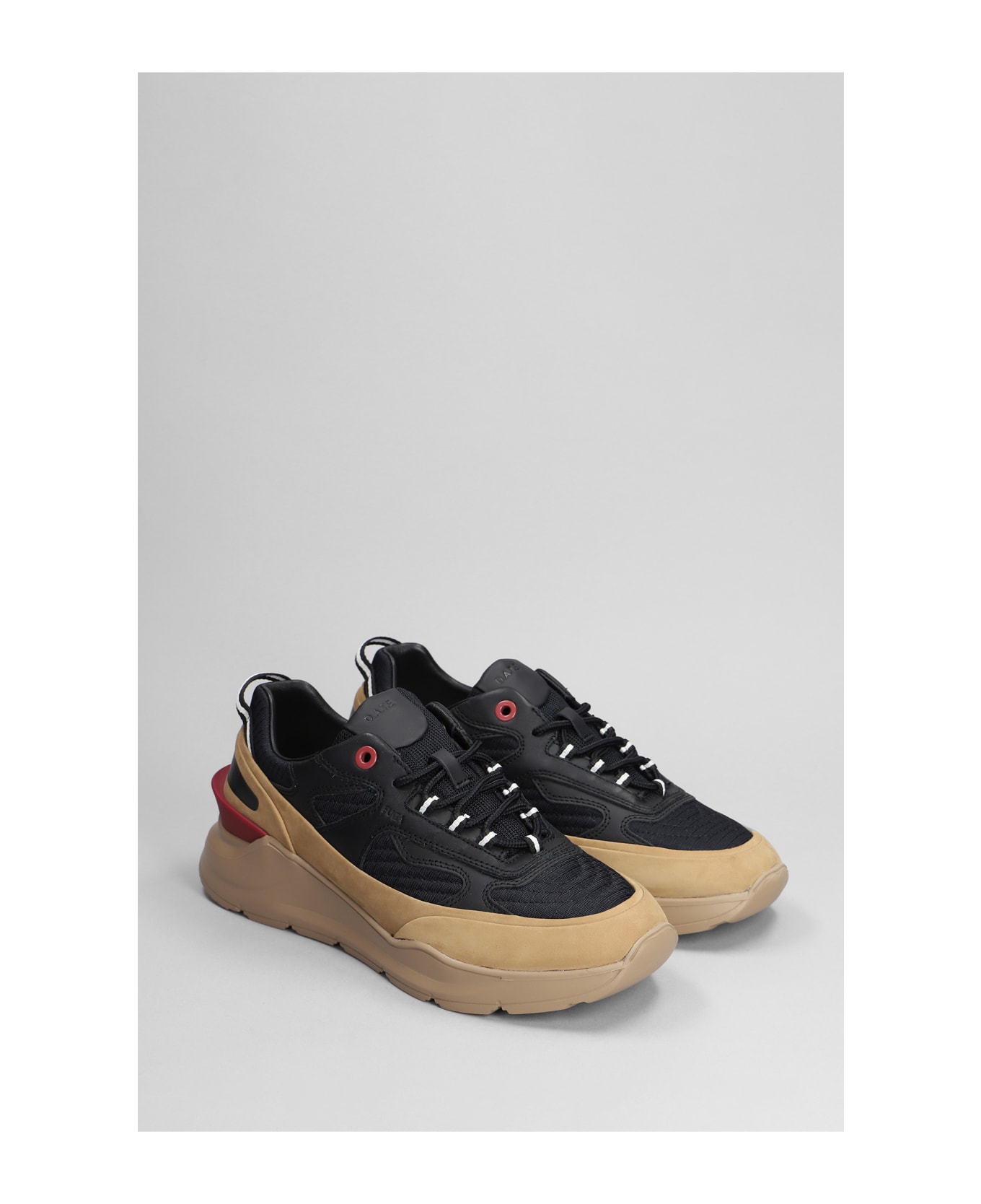 D.A.T.E. Fuga Sneakers In Black Leather And Fabric - black
