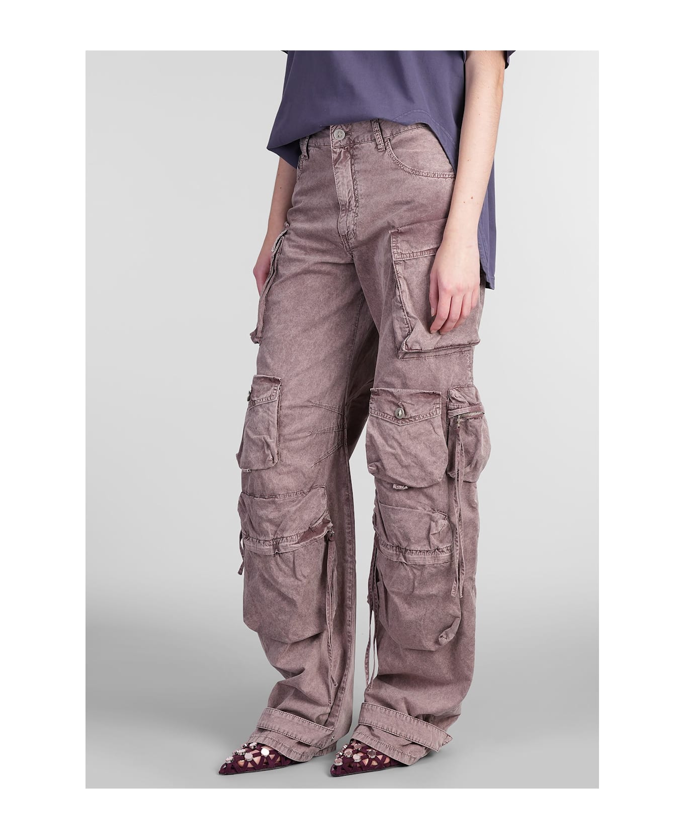 The Attico Fern Pants In Rose-pink Cotton - rose-pink