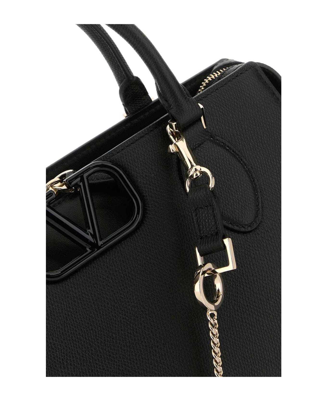 Valentino Garavani Vlogo Plaque Zip-up Top Handle Bag - Black