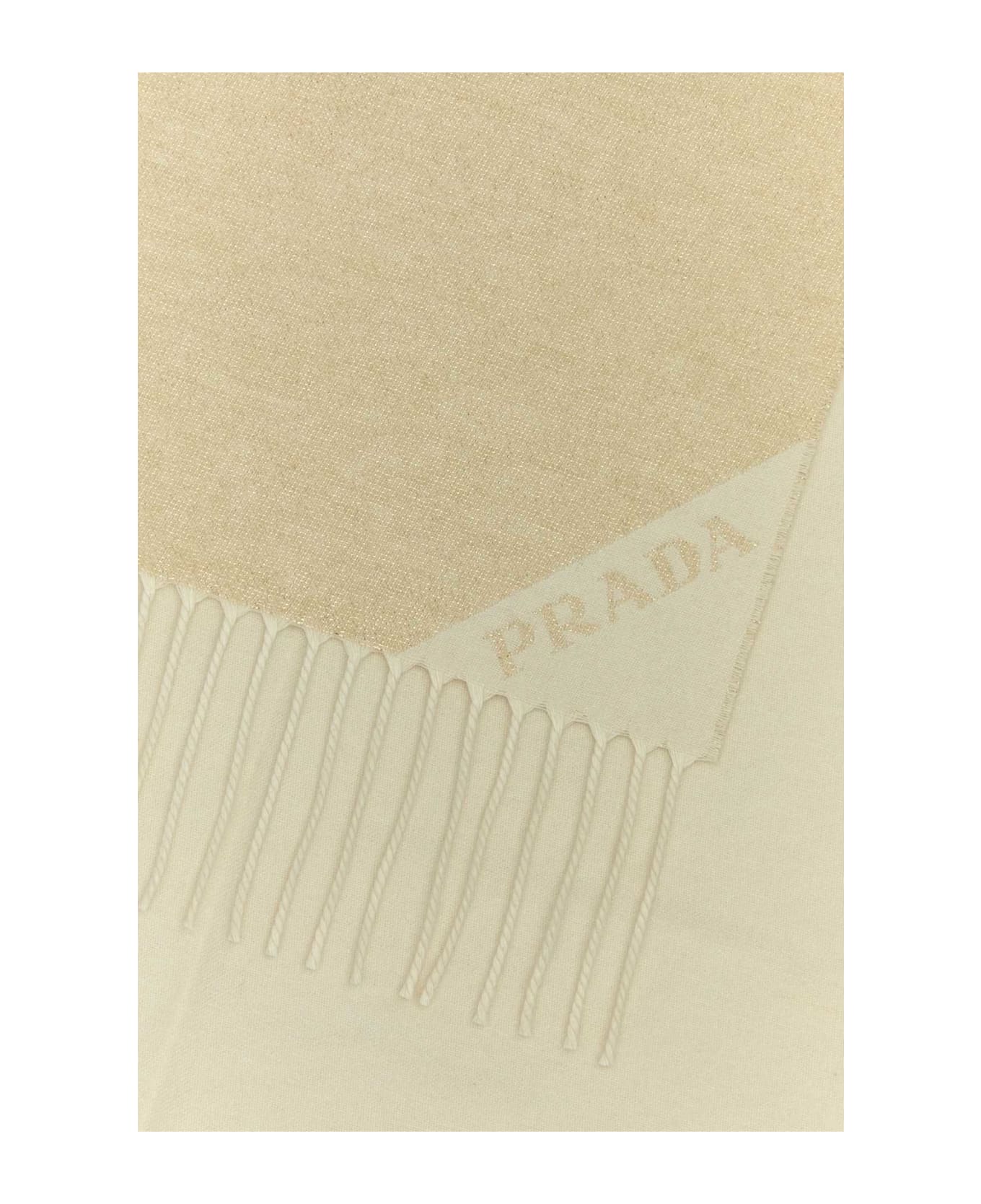 Prada Sand Silk Blend Scarf - PLATINO+BIANCO