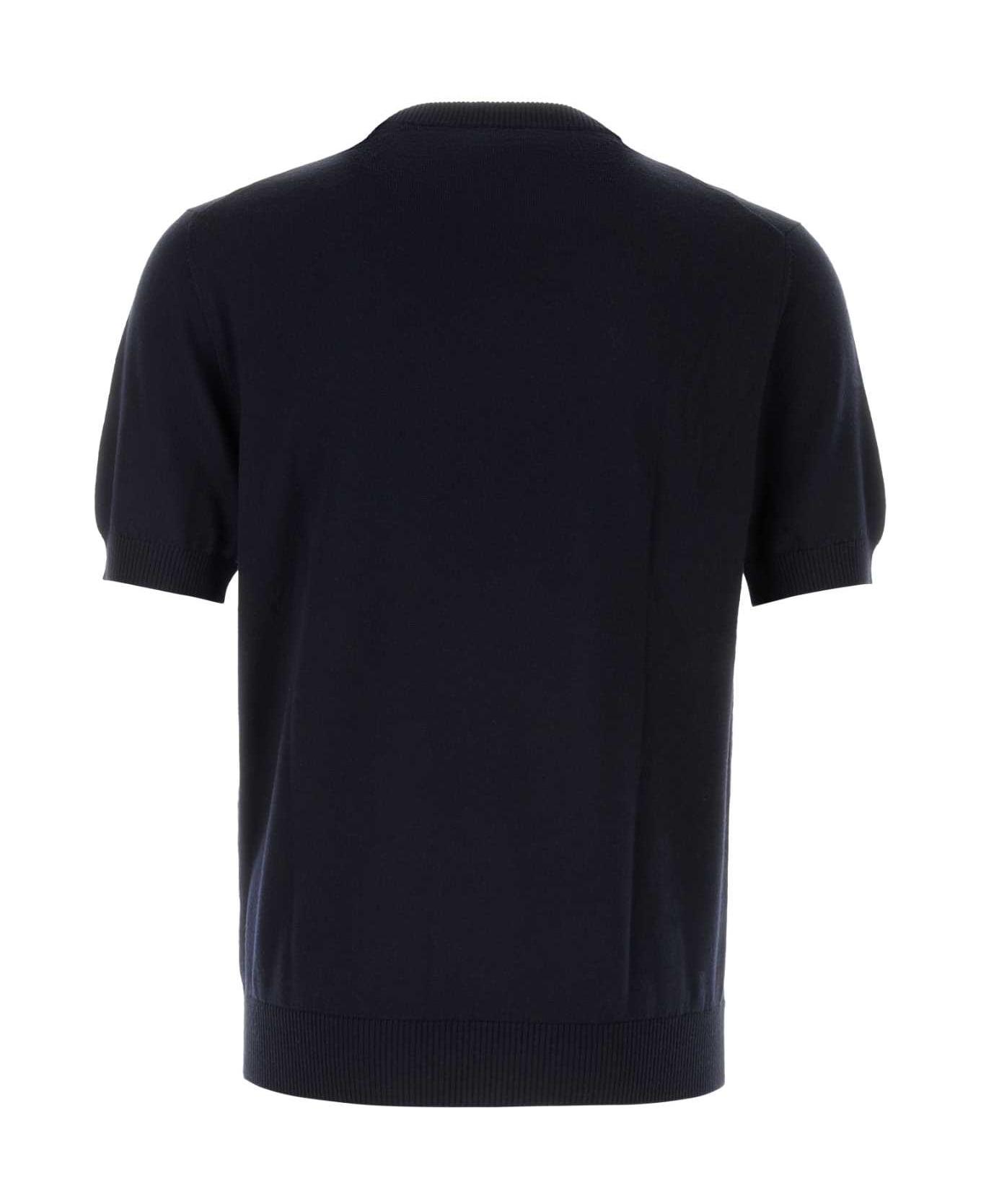 Fendi Midnight Blue Stretch Wool Sweater - ABISSO