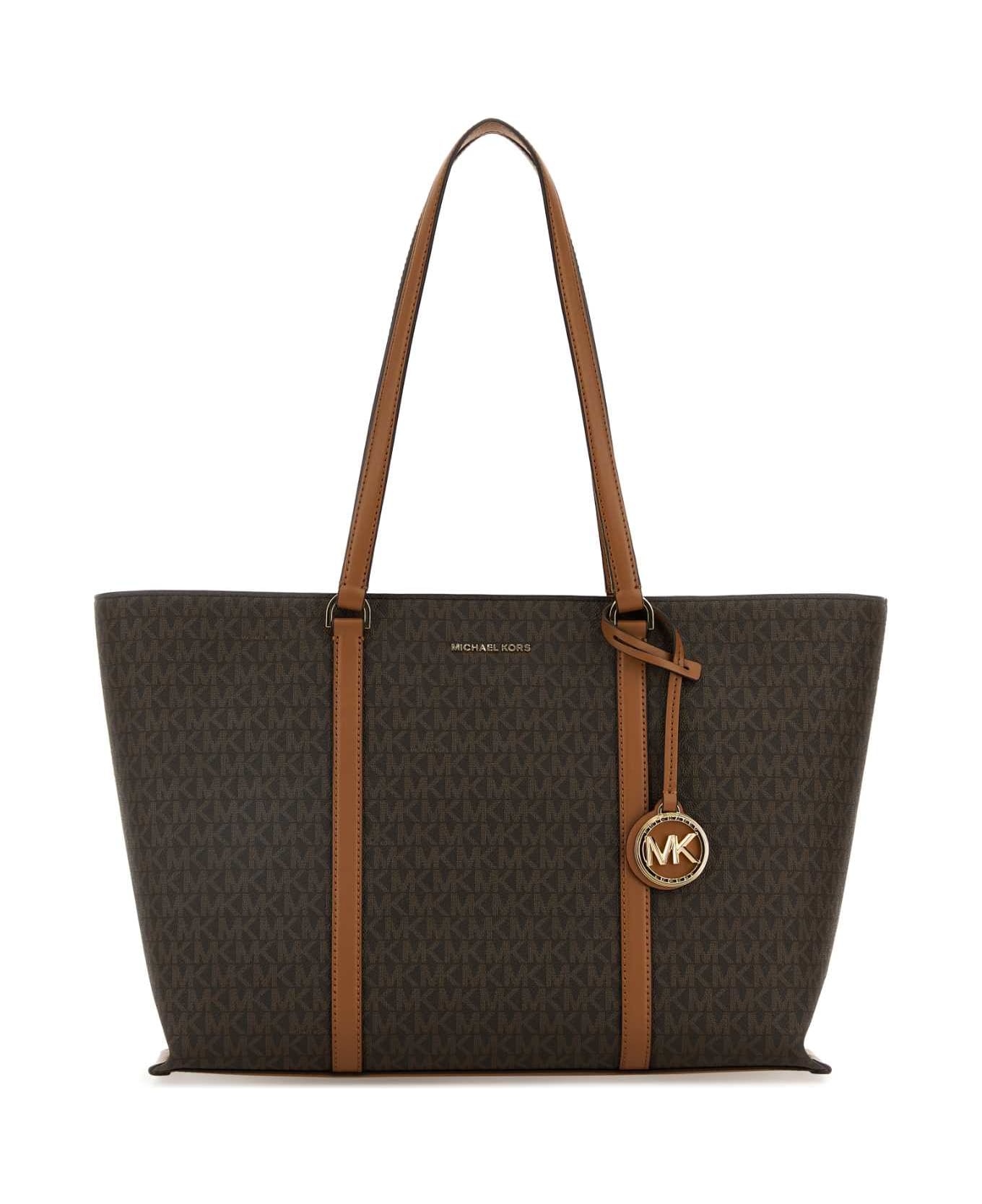 Michael Kors Printed Canvas Temple Shopping Bag - BRNACORN