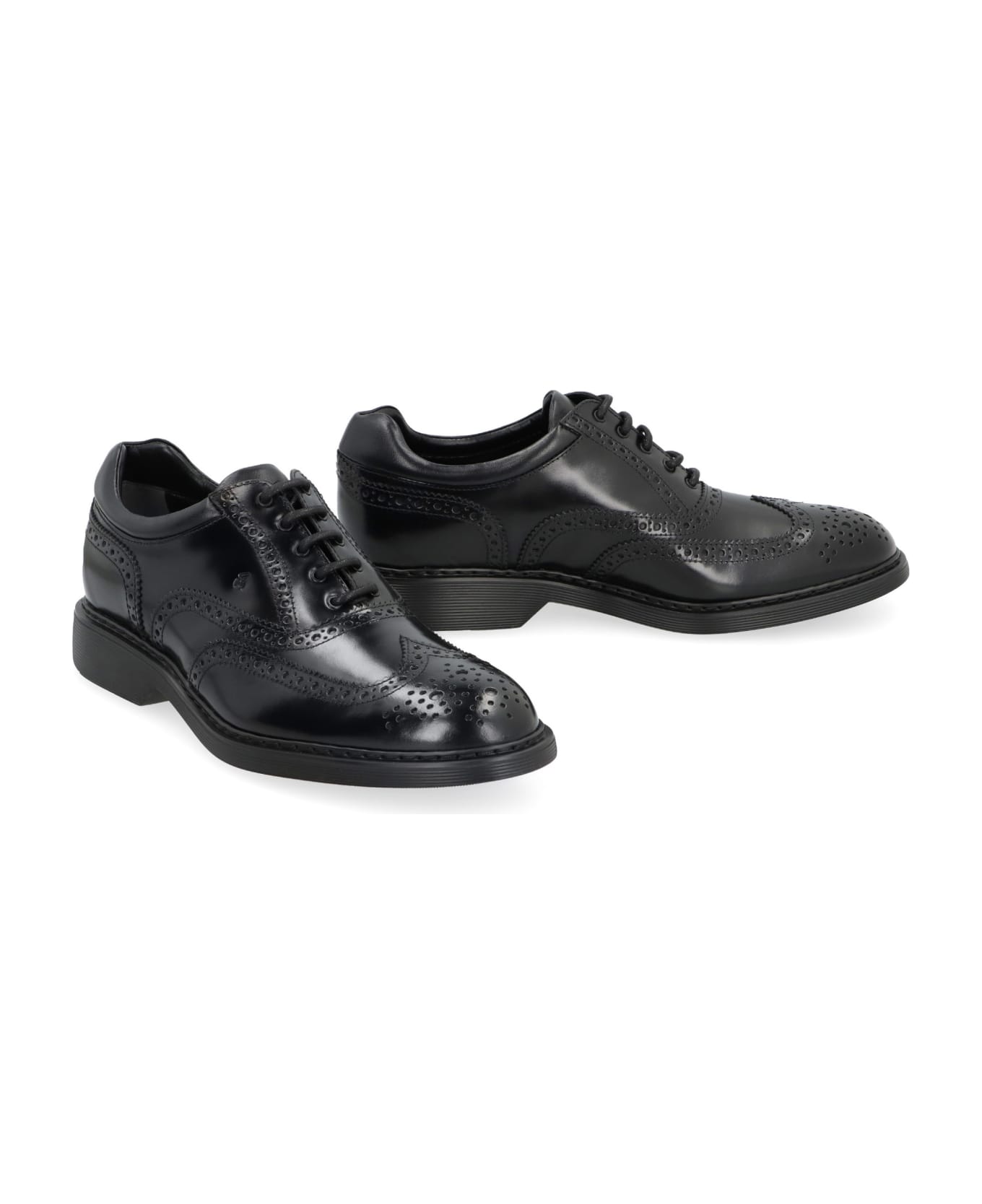Hogan H576 Leather Lace-up Shoes - BLACK