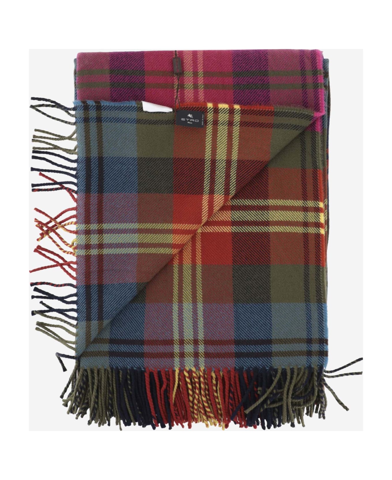 Etro Wool Scarf With Check Pattern - Brown