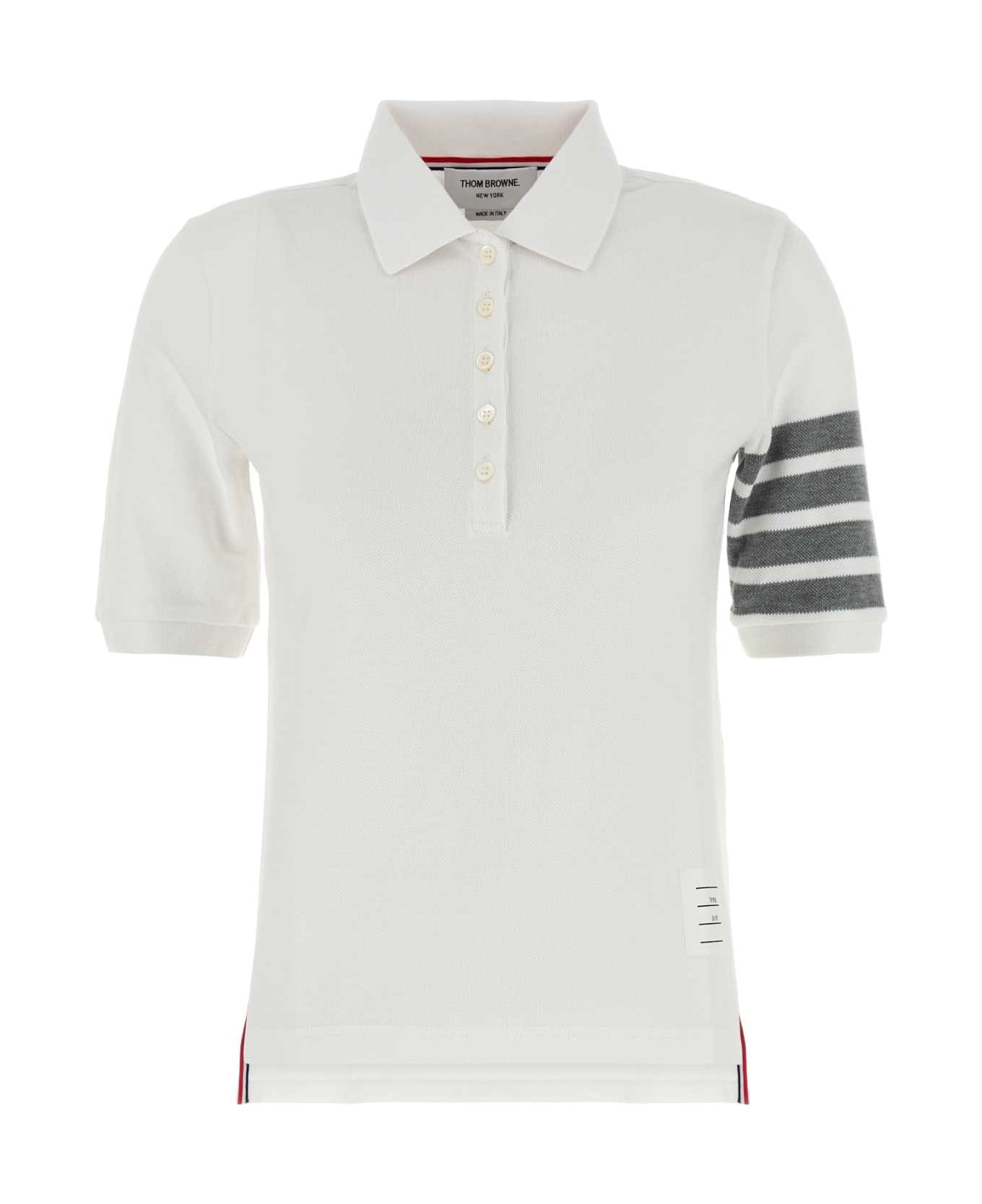 Thom Browne White Piquet Polo Shirt - White