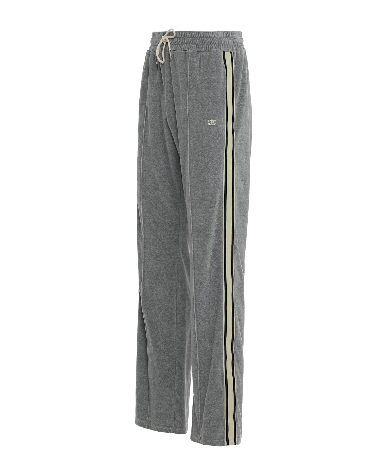 Celine Velvet Cotton Tracksuit Bottoms - grey