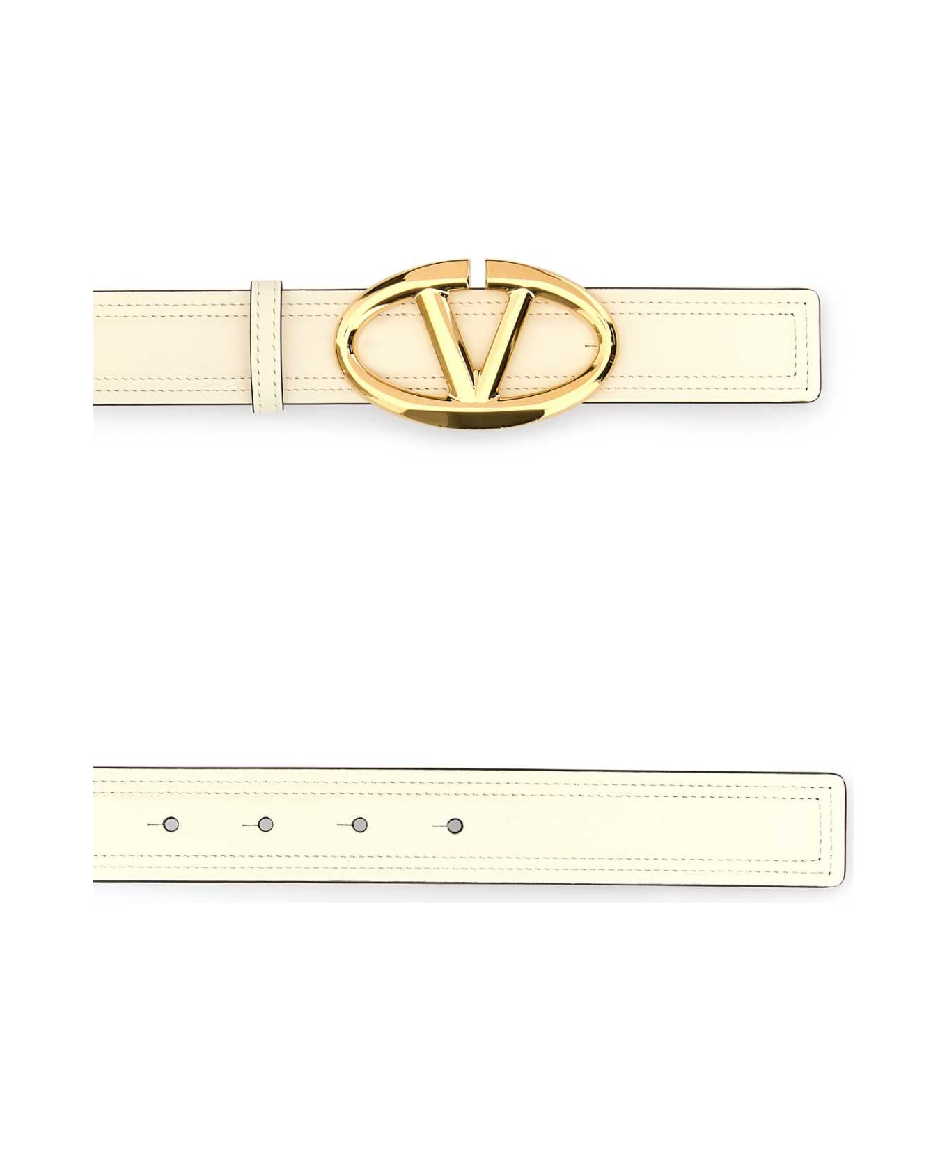 Valentino Garavani White Leather Reversible Belt - IVORYMAUVEMORN