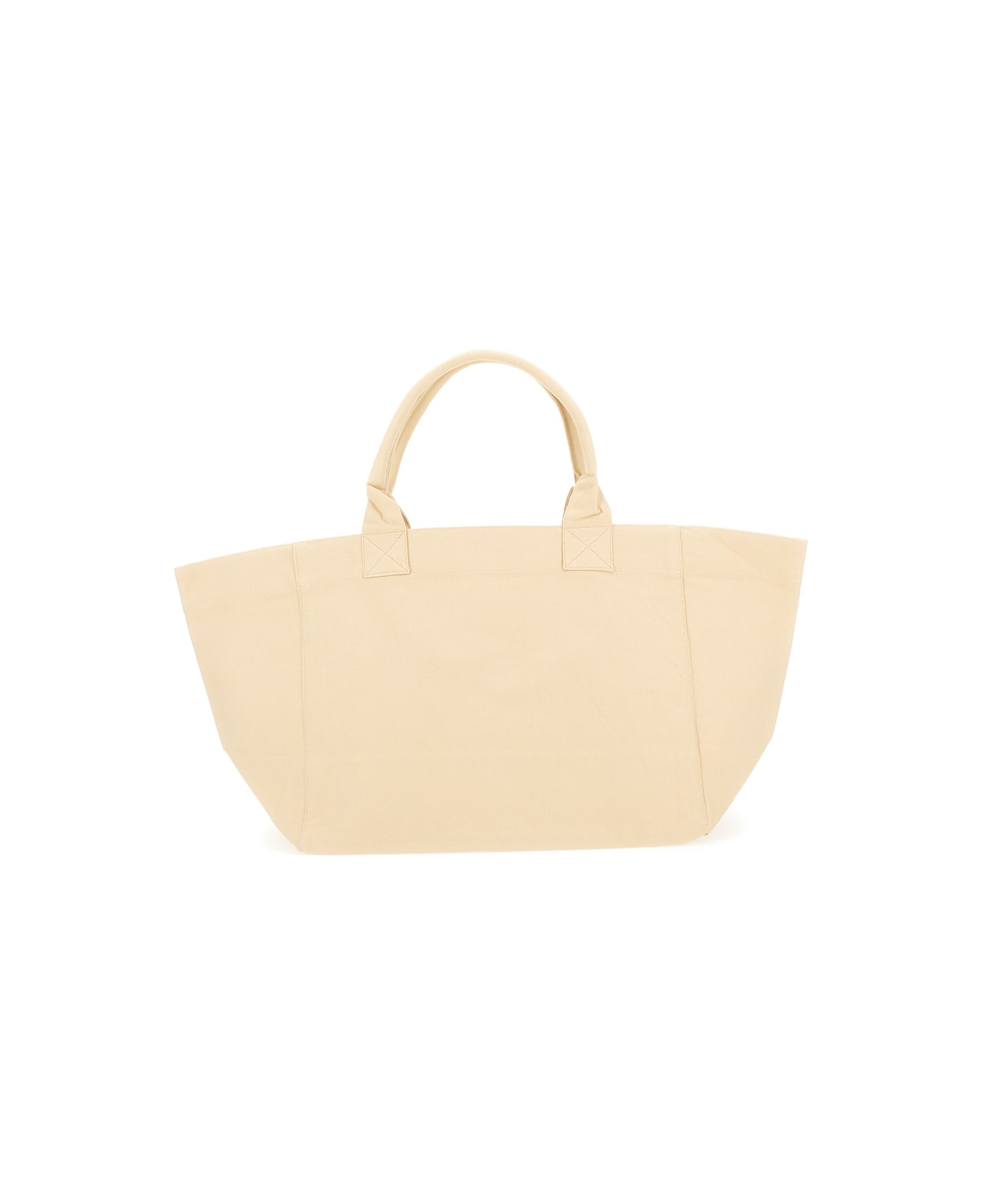 Ganni 'xxl' Beige Tote Bag With Tonal Embroidery In Recycled Cotton Woman - Beige