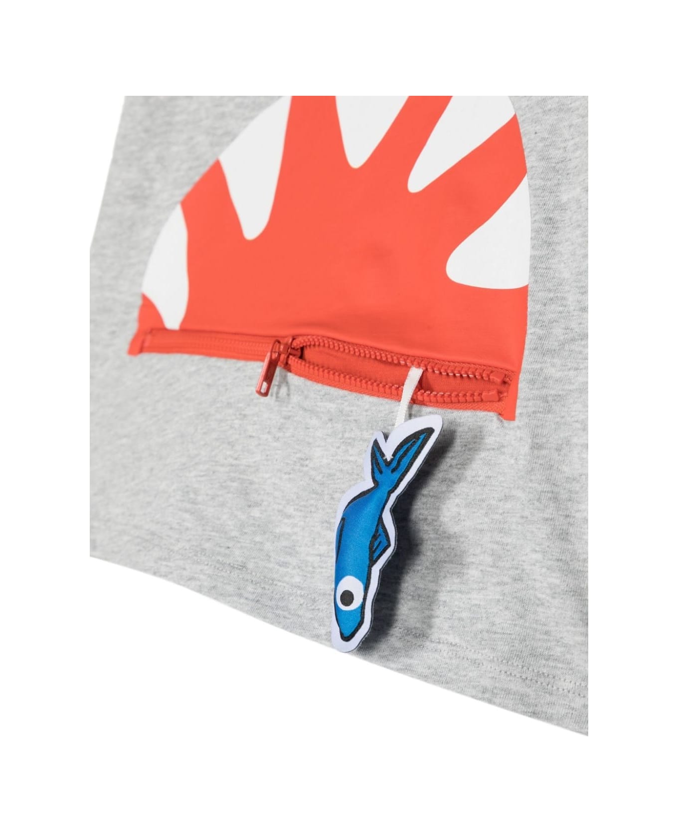 Stella McCartney Kids Shark Face Colourblock T-shirt In Grey - Grey