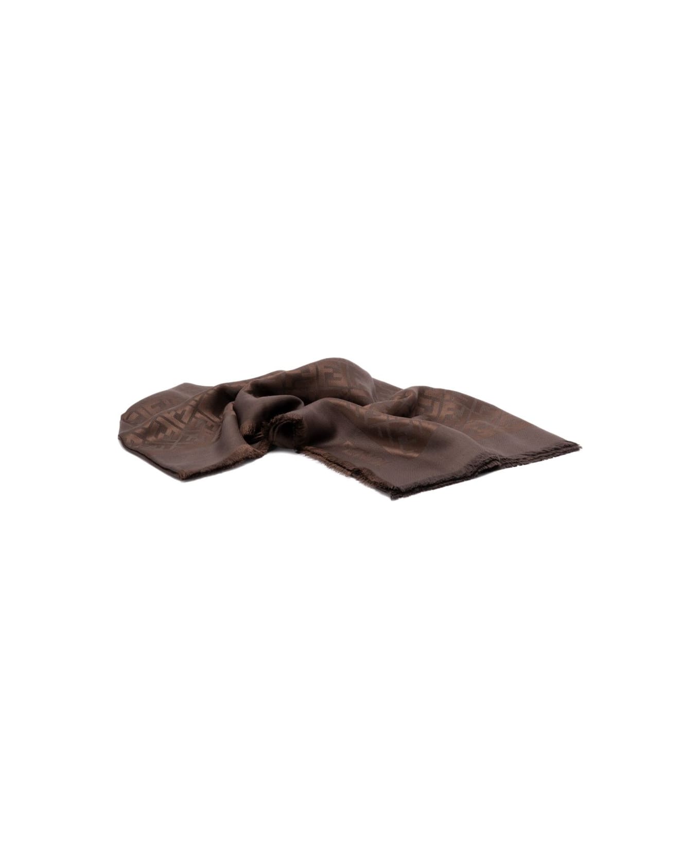 Fendi Ff Silk And Wool Scarf - Brown