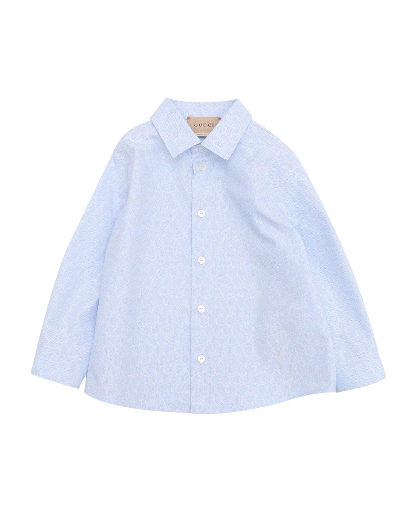 Gucci Jacquard Curved Hem Shirt - Azzuro