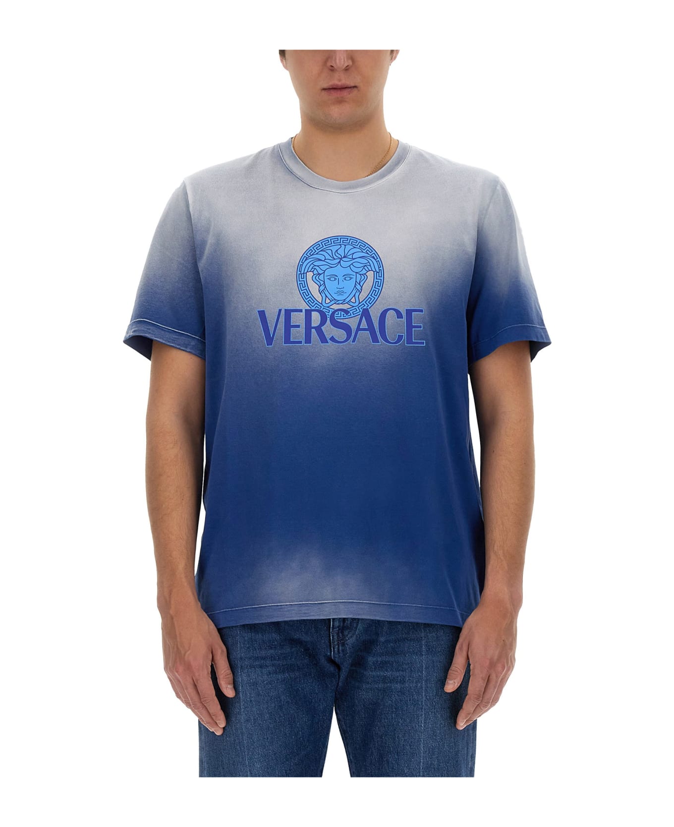 Versace T-shirt With Logo - Royal blue