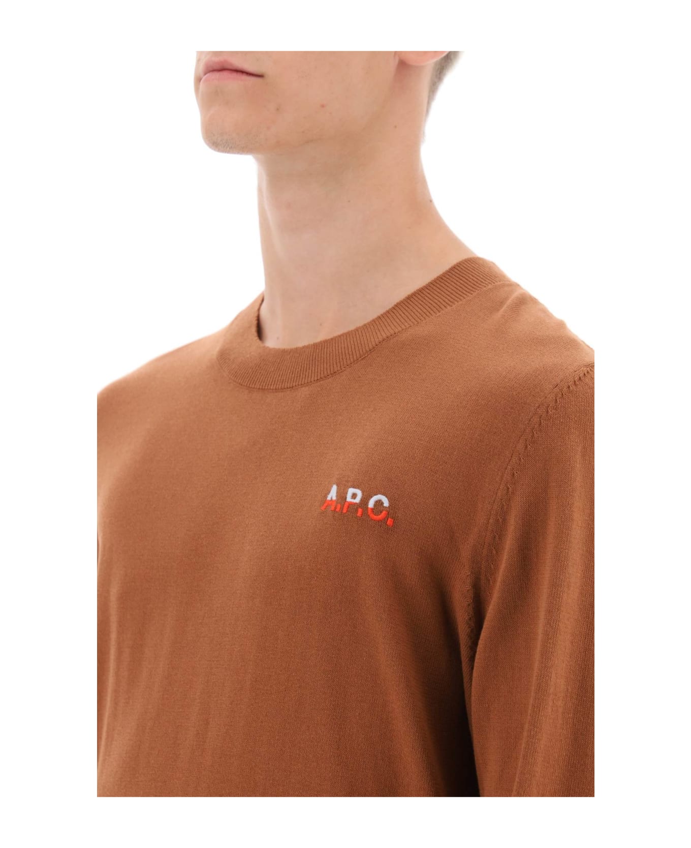 A.P.C. Crew-neck Cotton Sweater - NOISETTE BLEU CLAIR (Brown) ニットウェア